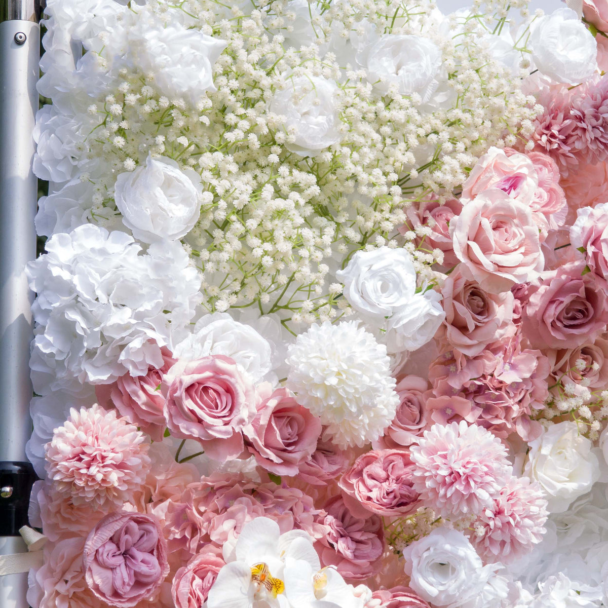 Romantic Floral Backdrop - Blush Nude and White Artificial Flower Wall for Weddings. Events. and Special Occasions | VF-418