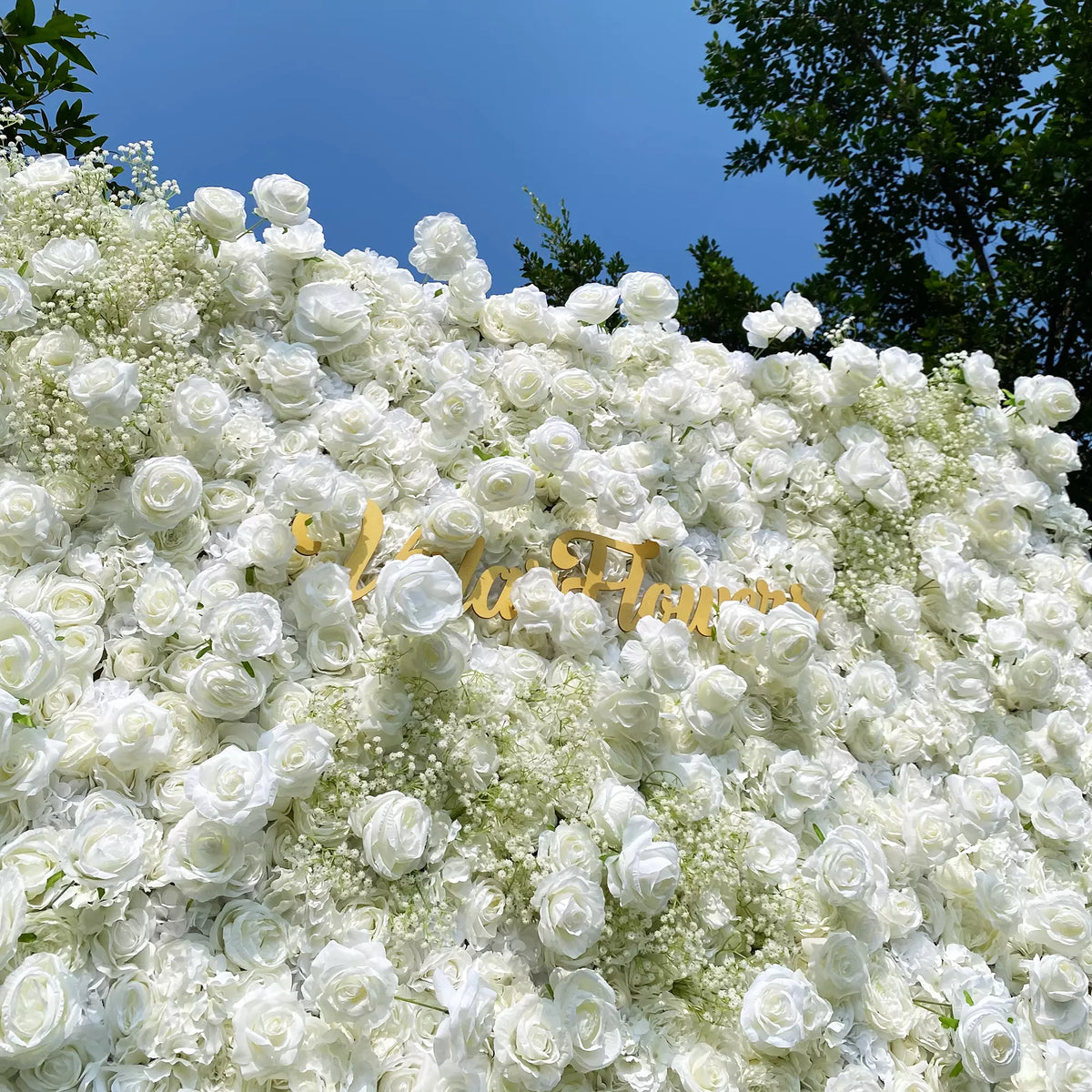 Elegant White & Green Flower Wall Backdrop - Wall - Bridal - Wedding Venues | VF-340-2
