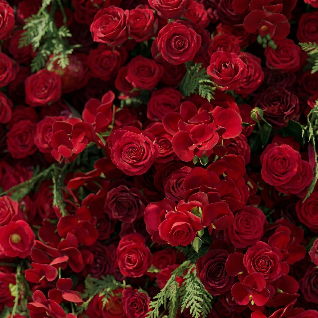 Ivelaria: New Luxury 5D Red Roses Flower Wall with Greenery for Weddings&Event Decor ivelaria detail 3