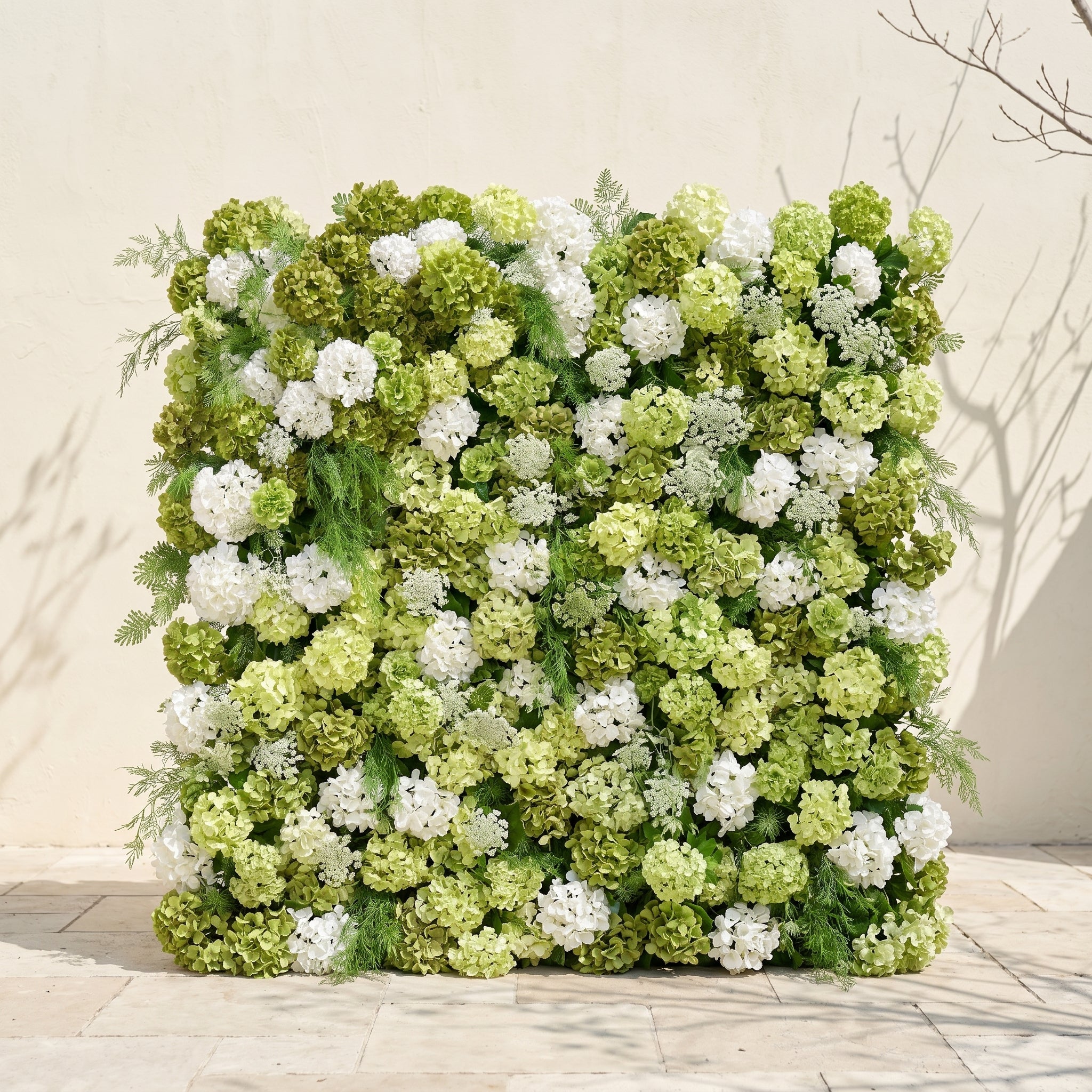 Ivelenna:Serene 5D Light Green & White Floral Wall Roll-Up Backdrop for Spring-Themed Celebrations Free Shipping