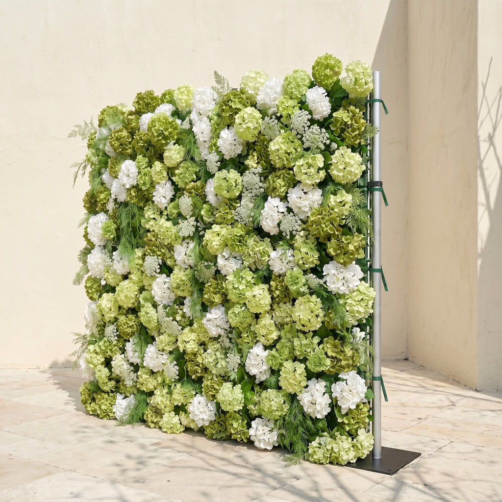 Ivelenna:Serene 5D Light Green & White Floral Wall Roll-Up Backdrop for Spring-Themed Celebrations Free Shipping