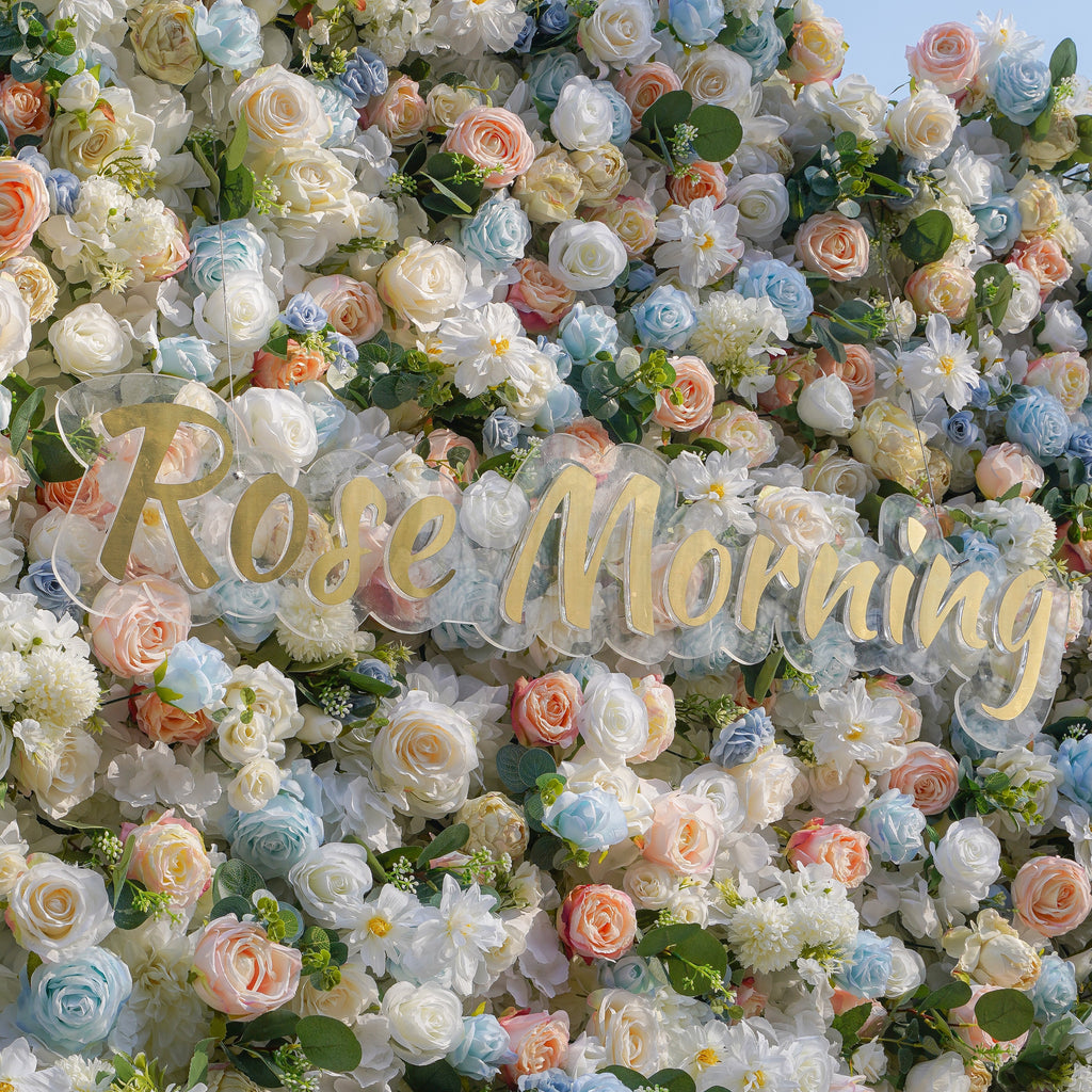 Jacy：5D Fabric Artificial rolling up curtain flower wall Free Shipping