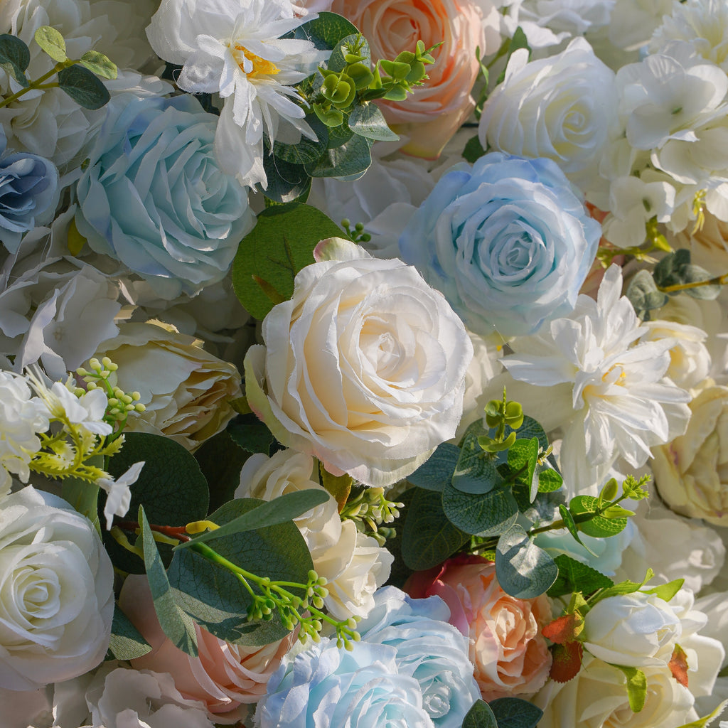Jacy：5D Fabric Artificial rolling up curtain flower wall Free Shipping