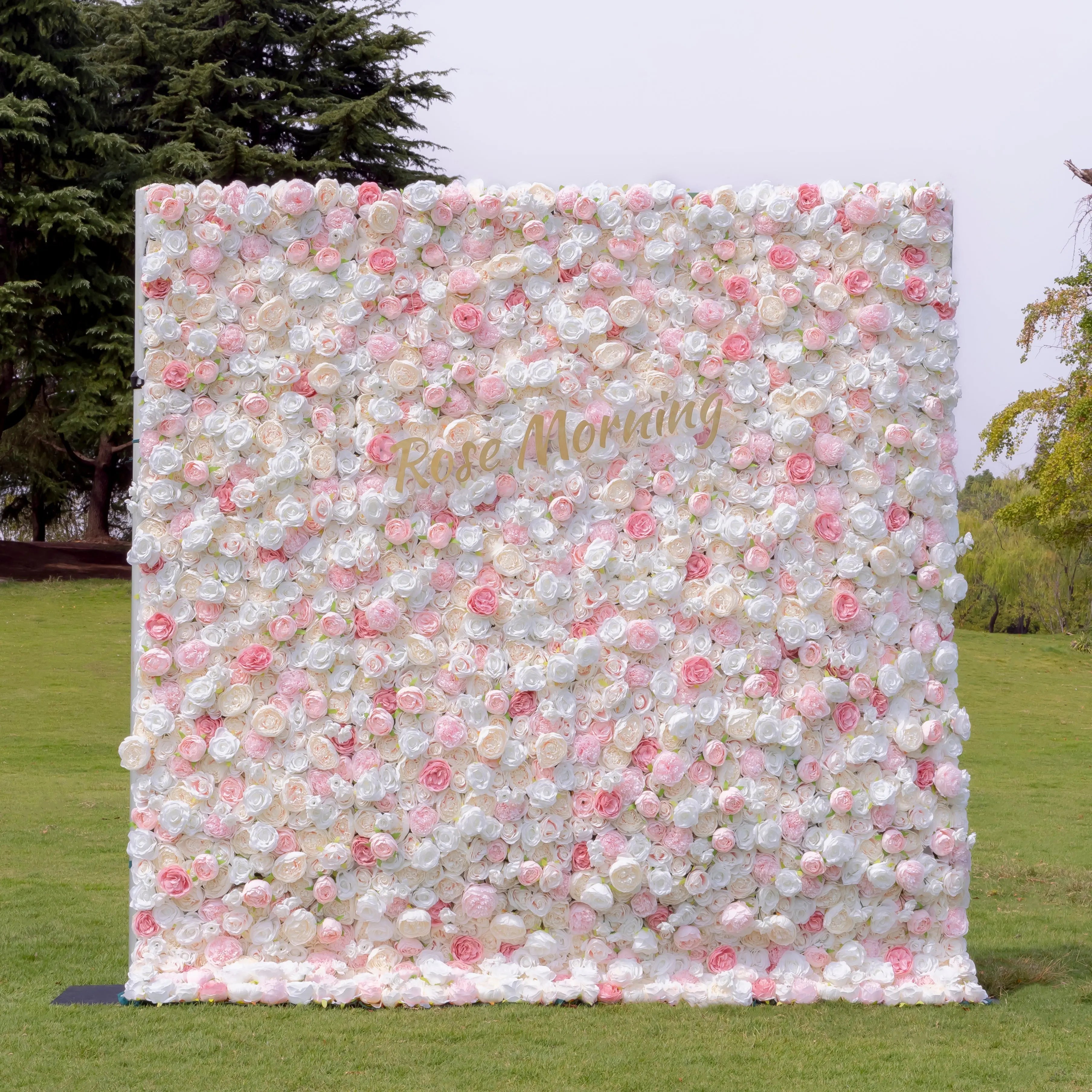Joan：4D Fabric Artificial rolling up curtain flower wall Free Shipping