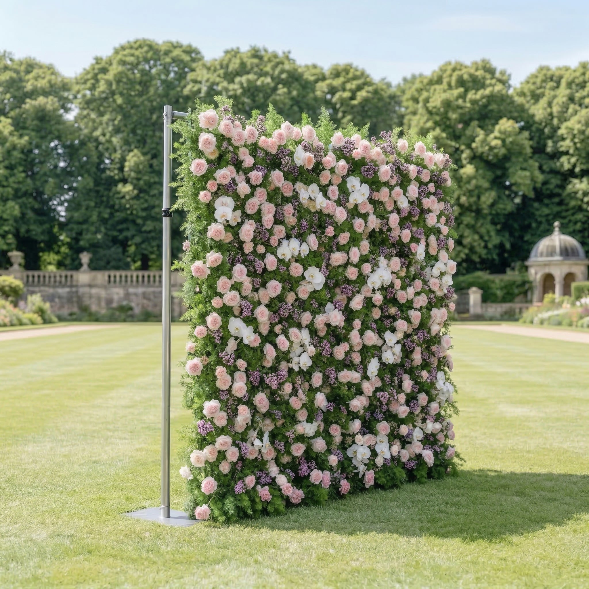Kaevra: 5D Lush Greenery & Soft Pink Floral Silk Rose Flower Wall Roll-Up Fabric Backdrop for Elegant Events Decoration Free Shipping