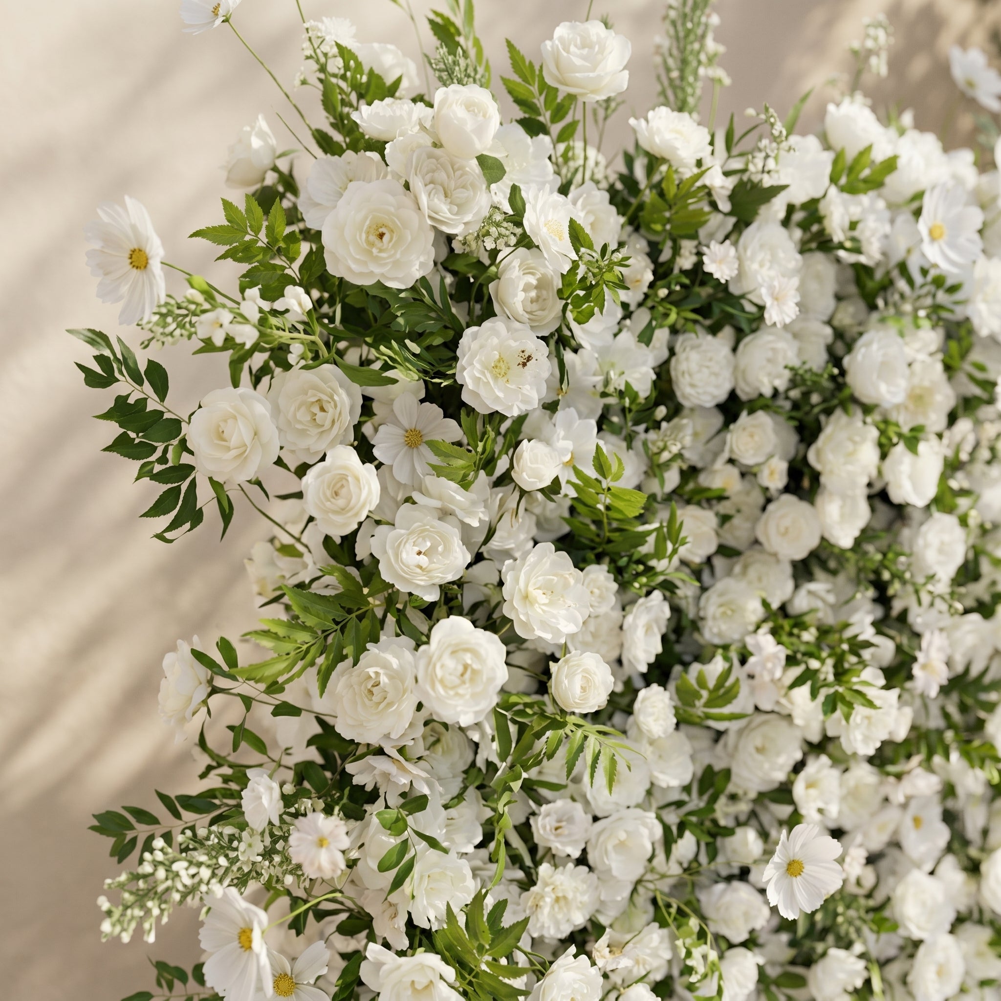 Karelalia:Premium 5D Ivory & Greenery Silk Floral Wall Roll-Up Backdrop for Elegant Minimalist Events Free Shipping