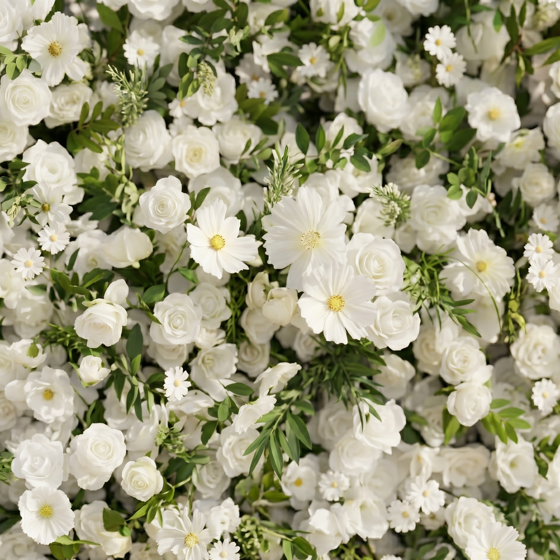 Karelalia:Premium 5D Ivory & Greenery Silk Floral Wall Roll-Up Backdrop for Elegant Minimalist Events Free Shipping