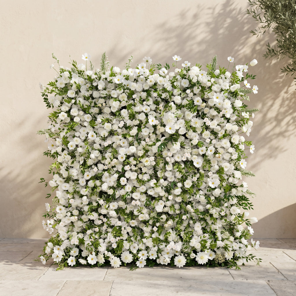 Karelalia:Premium 5D Ivory & Greenery Silk Floral Wall Roll-Up Backdrop for Elegant Minimalist Events Free Shipping