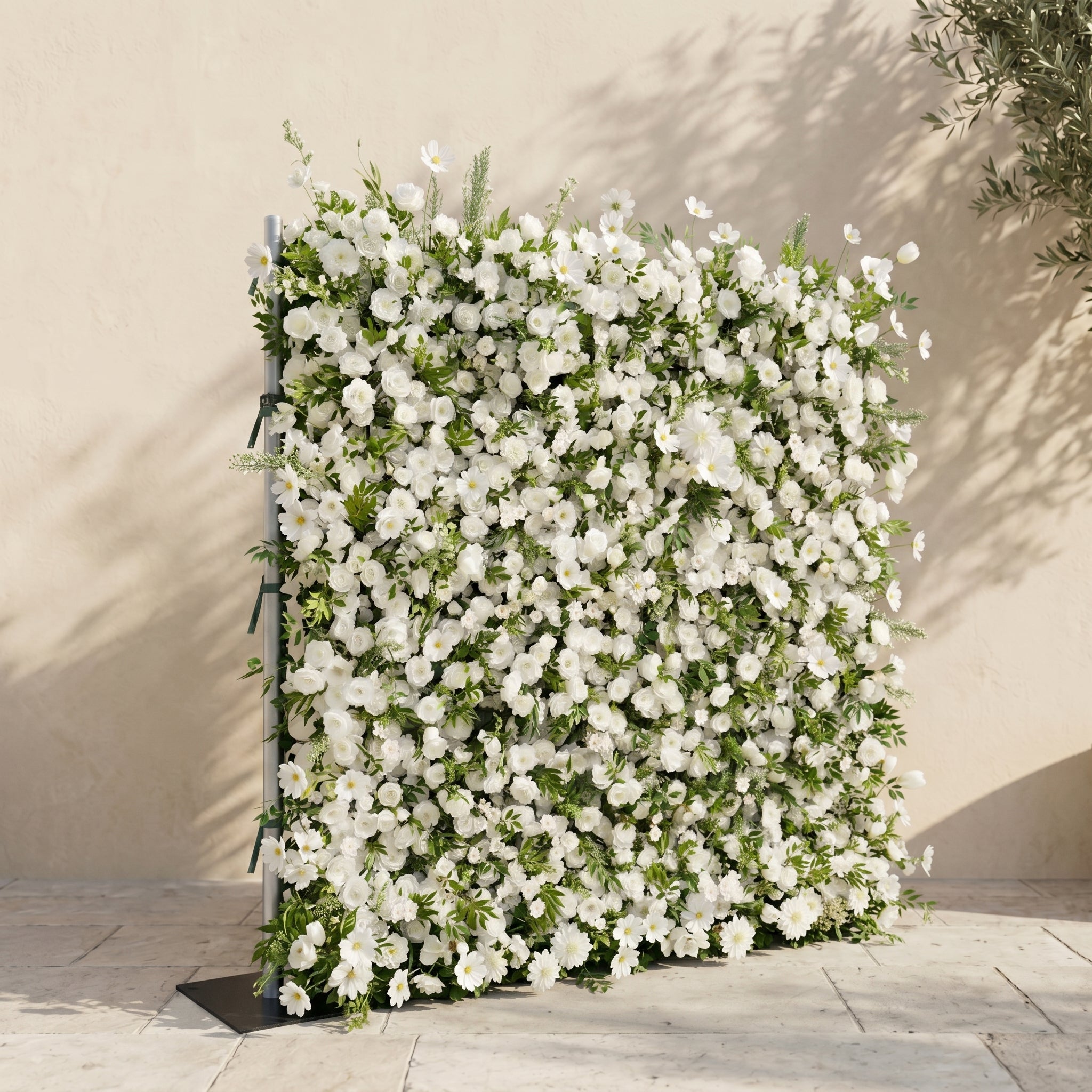 Karelalia:Premium 5D Ivory & Greenery Silk Floral Wall Roll-Up Backdrop for Elegant Minimalist Events Free Shipping