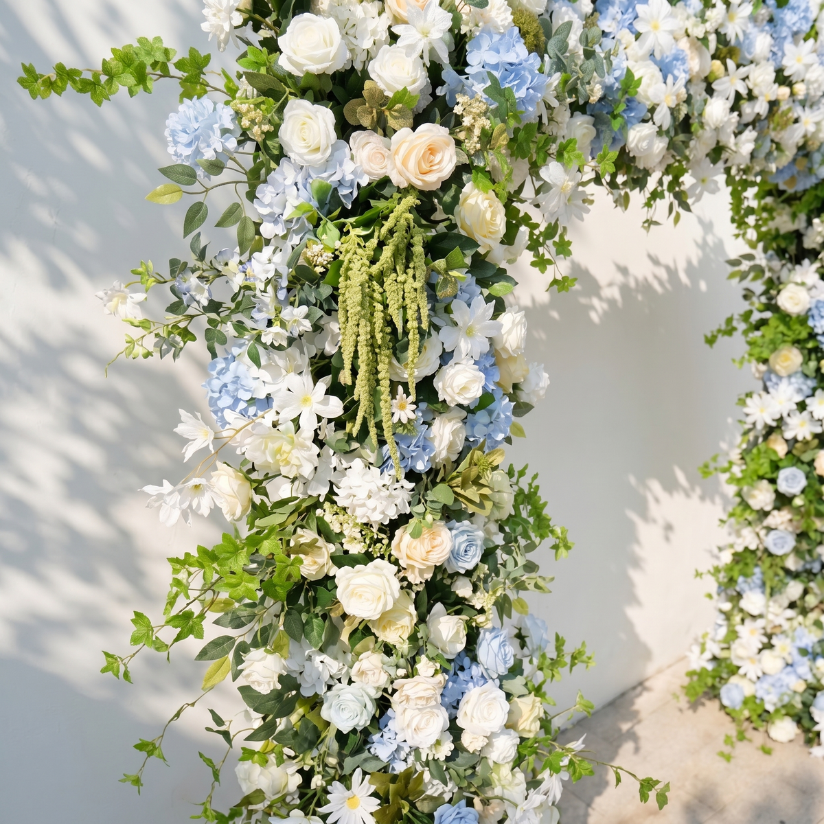 Keirie:Luxury White&Blue Flower Arch Square Arch for Weddings&Event Decor Including Frame keirie detail 2