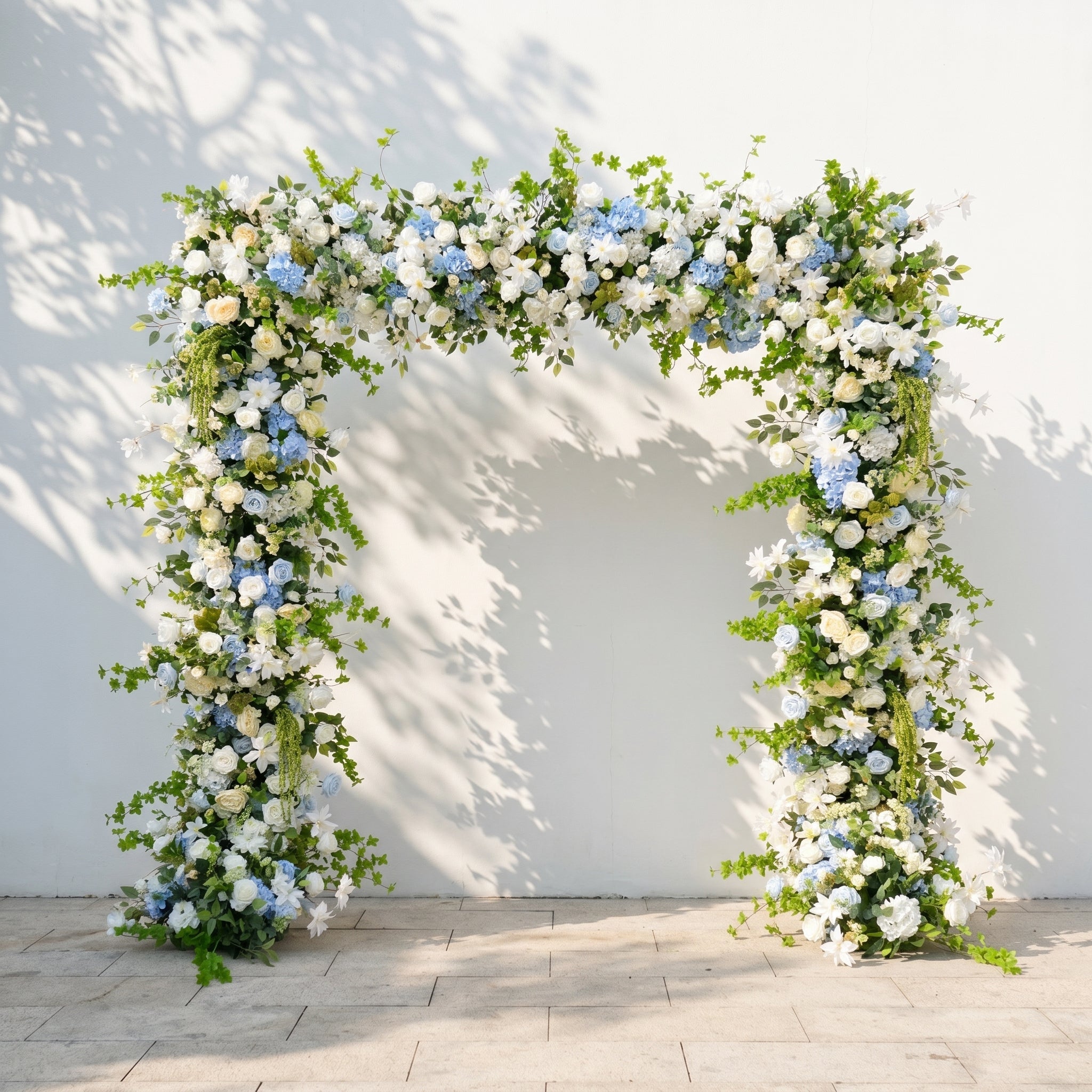Keirie:Luxury White&Blue Flower Arch Square Arch for Weddings&Event Decor Including Frame keirie front