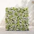 Keirmira:5D Fresh Green & Ivory White Silk Rose Flower Wall Roll-Up Fabric Backdrop for Romantic Weddings & Proposals Free Shipping