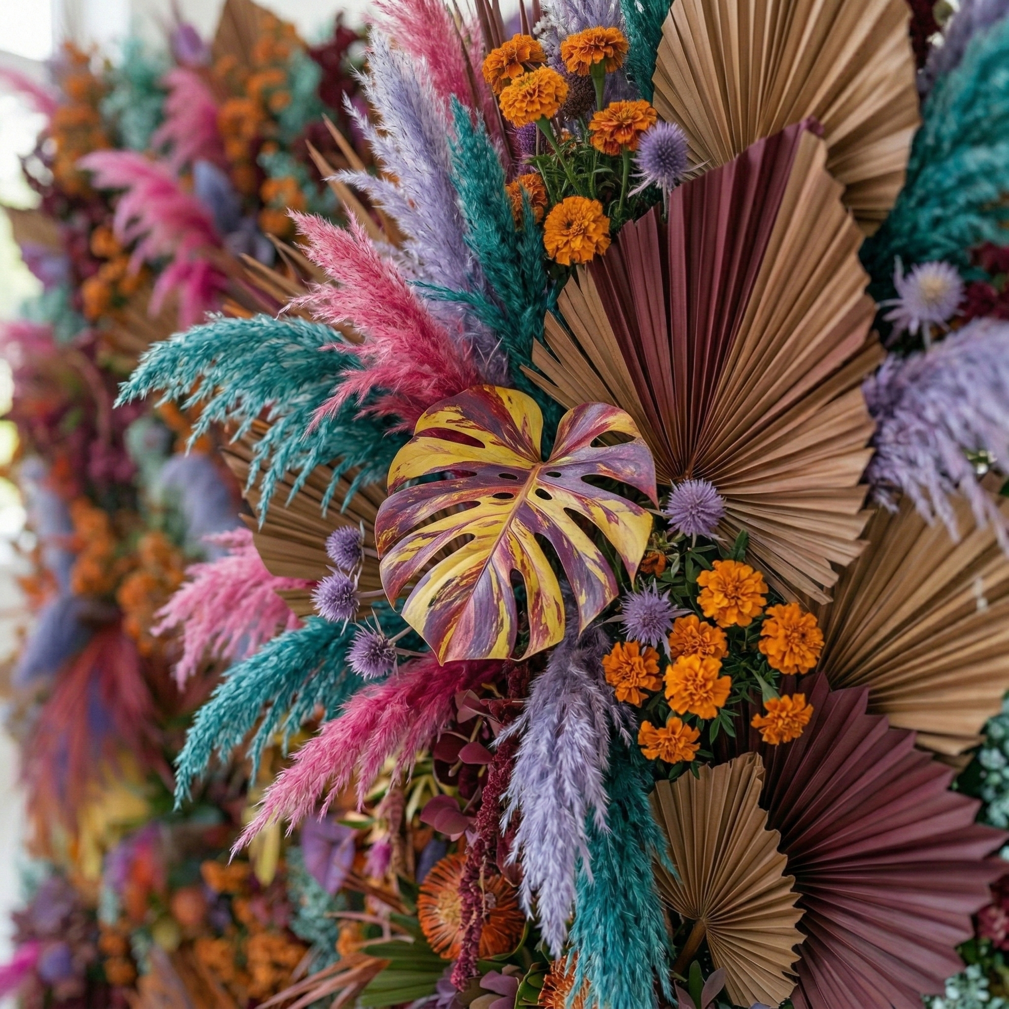 Kieran: 5D Tropical Exotic Silk Floral Wall Roll-Up Fabric Backdrop with Luxury Fashion Events & Studio Decor Free Shipping