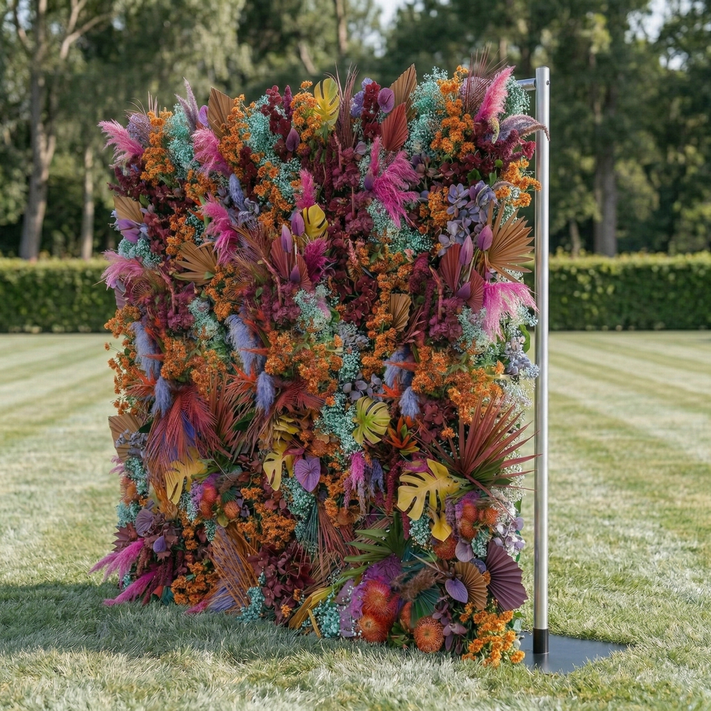Kieran: 5D Tropical Exotic Silk Floral Wall Roll-Up Fabric Backdrop with Luxury Fashion Events & Studio Decor Free Shipping