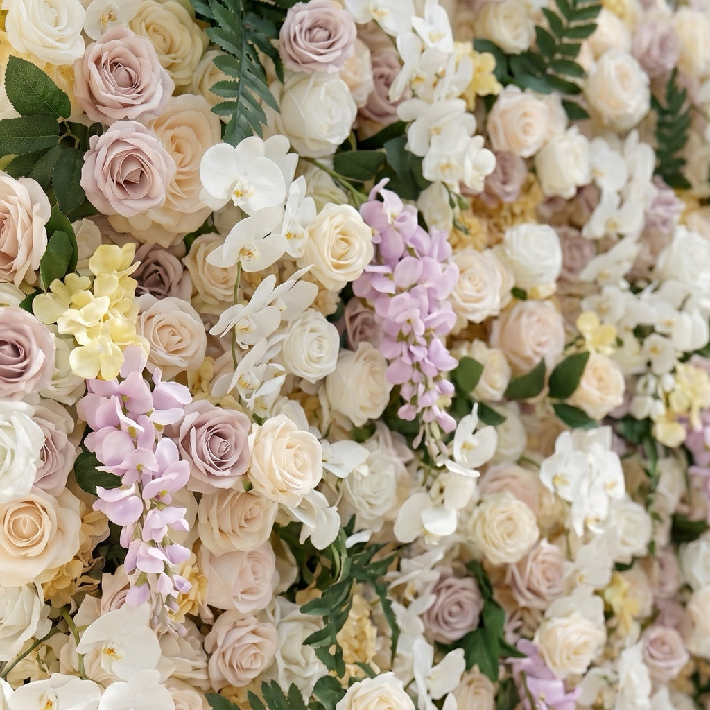 Kiralia:Luxury 5D Cream & Blush Pink Silk Floral Wall Roll-Up Backdrop for Soft Romantic Weddings Free Shipping