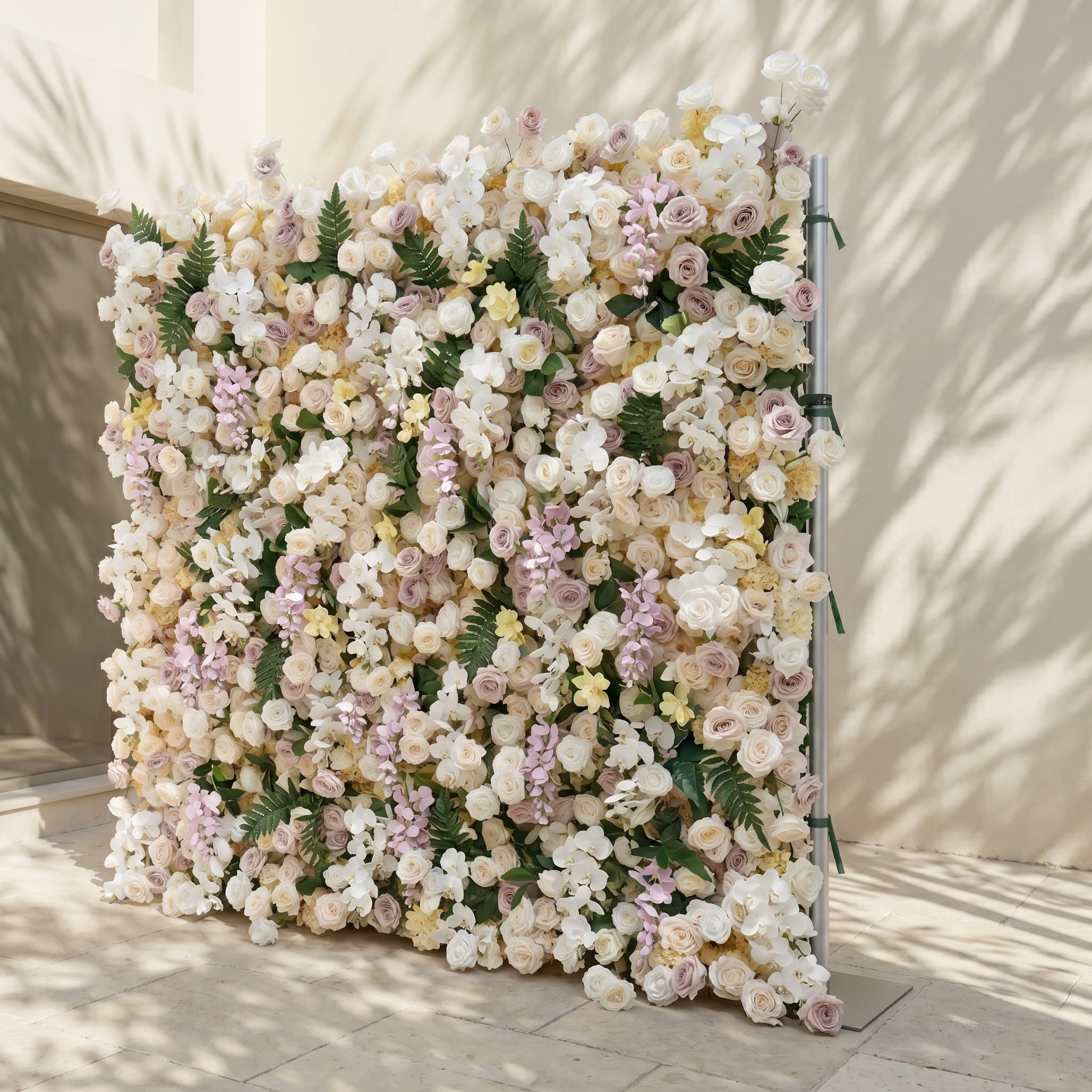 Kiralia:Luxury 5D Cream & Blush Pink Silk Floral Wall Roll-Up Backdrop for Soft Romantic Weddings Free Shipping