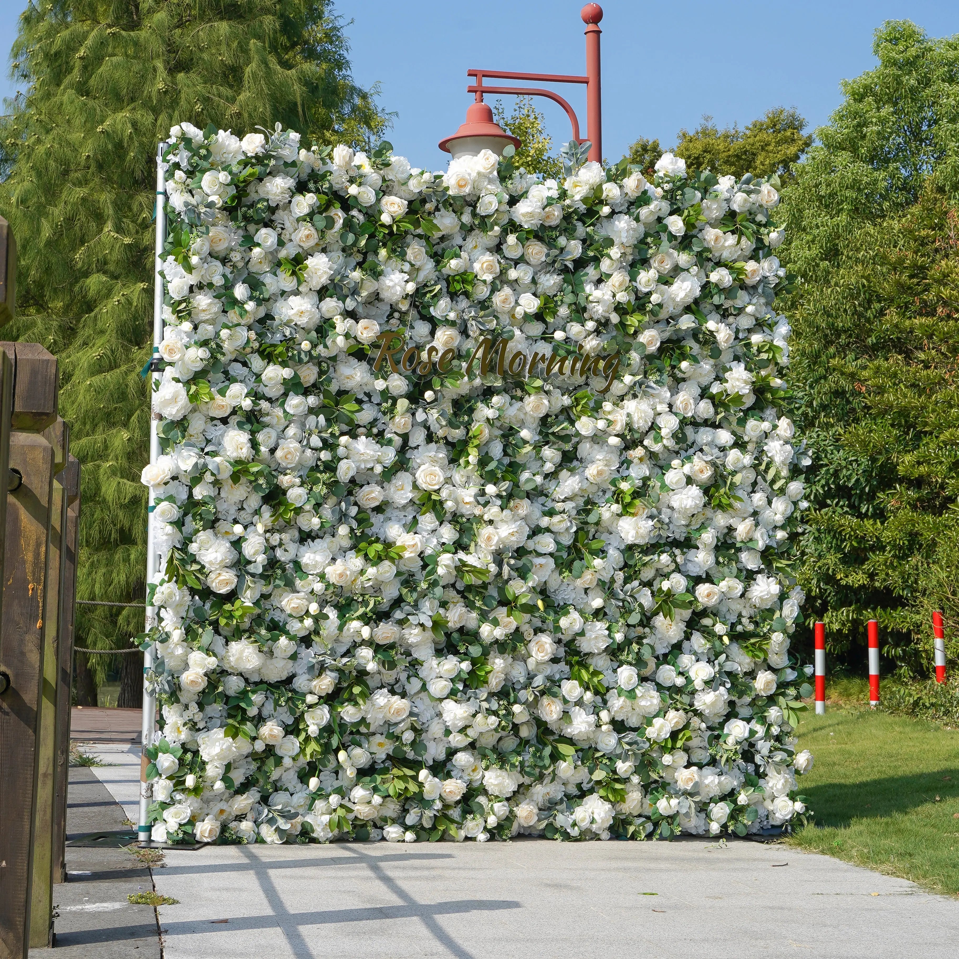 Kitty：7D  Fabric Artificial rolling up curtain flower wall Free Shipping