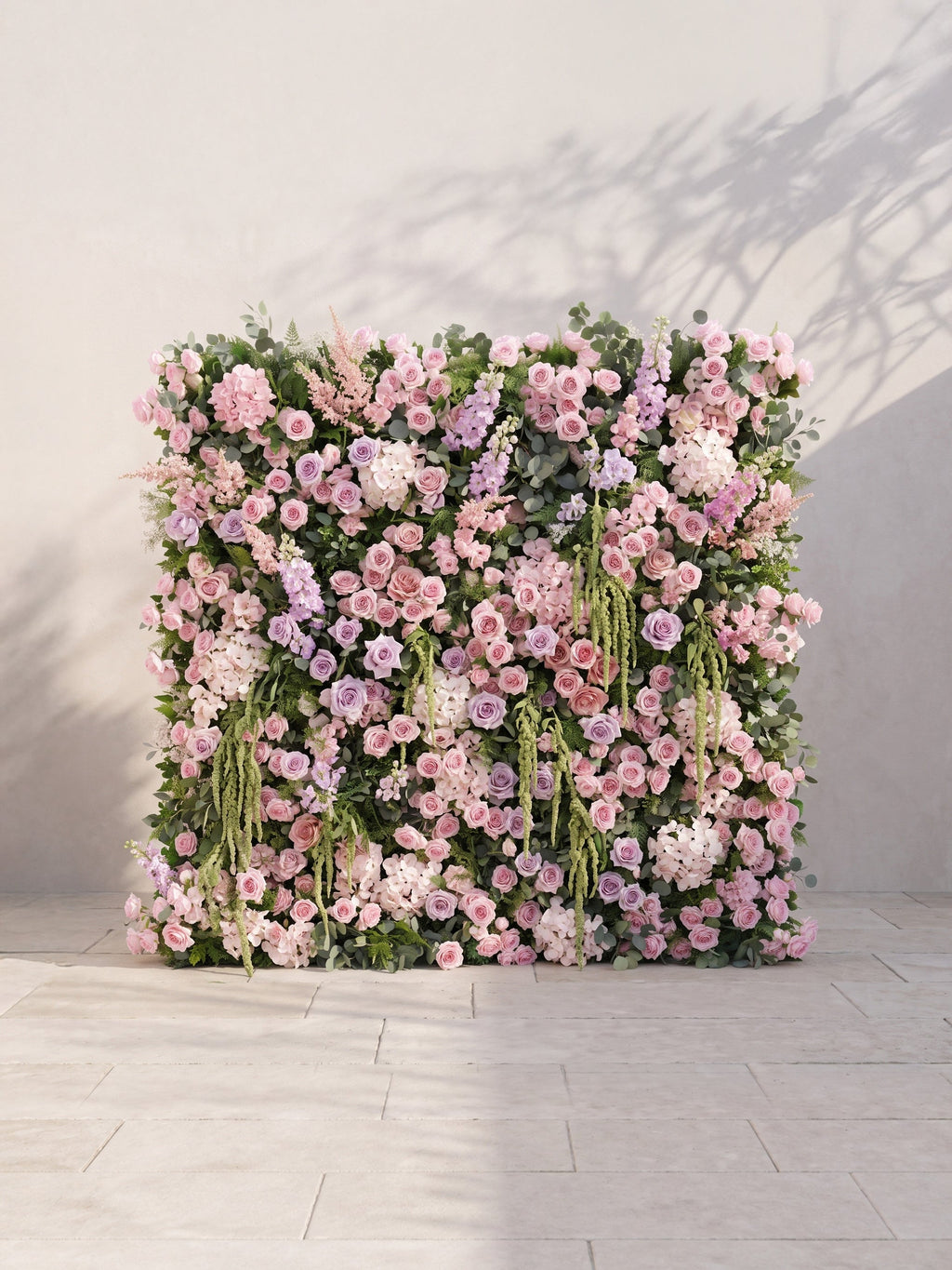 Larara: 5D Fabric Artificial rolling up curtain flower wall — front view