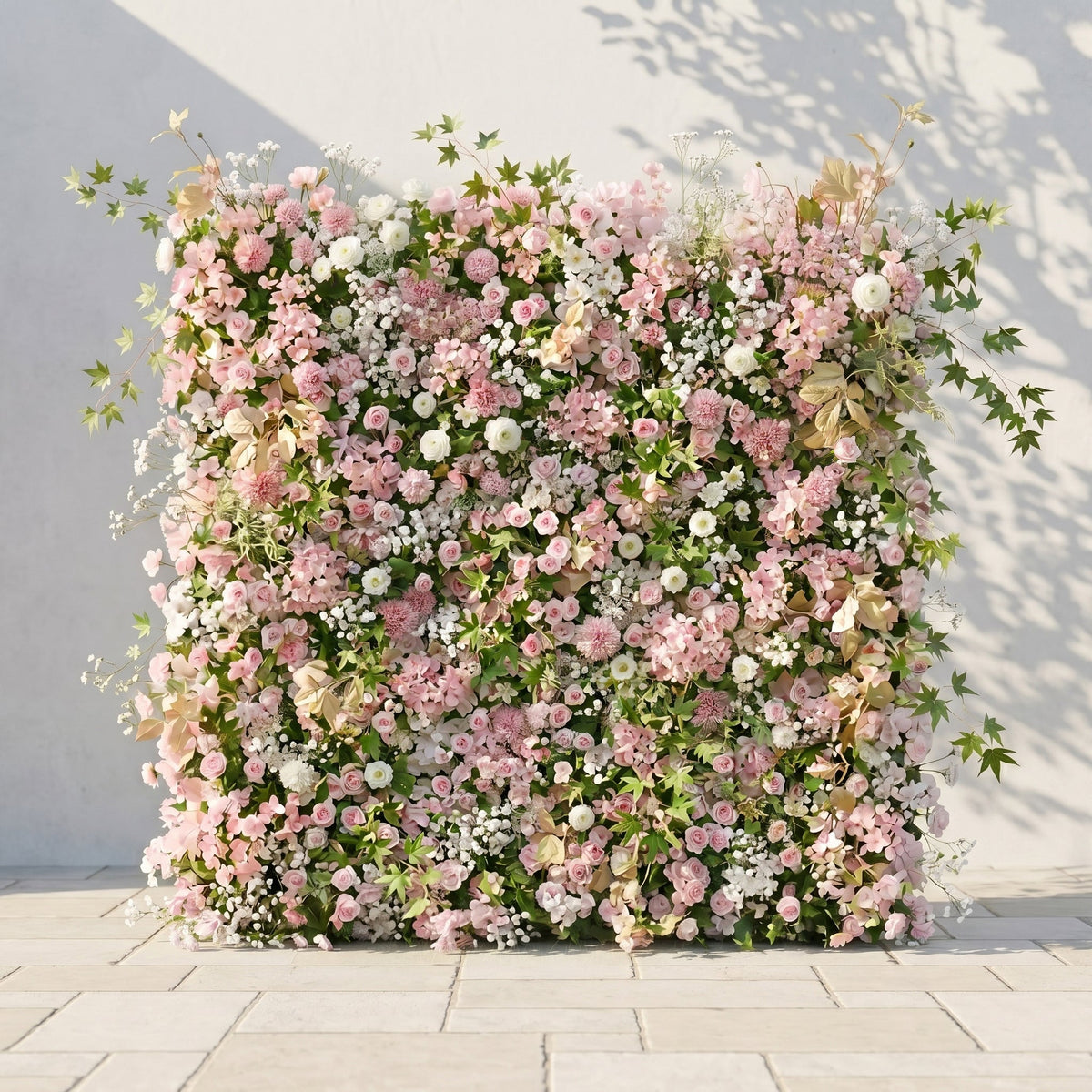 Livelia:Classic and Luxury 5D Pink&White Flower Wall with Greenery for Weddings&Event Decor livelia front