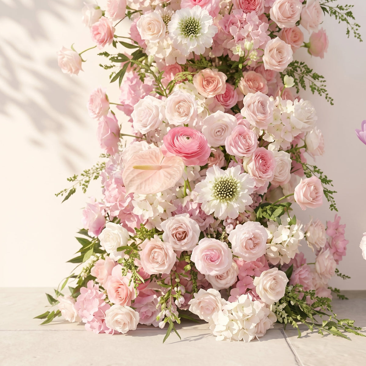 Elettra: Pink Rose Tulip Calla Lily Wedding Background Arch KT Backdrop Decorative Flower Row Excludes Frame