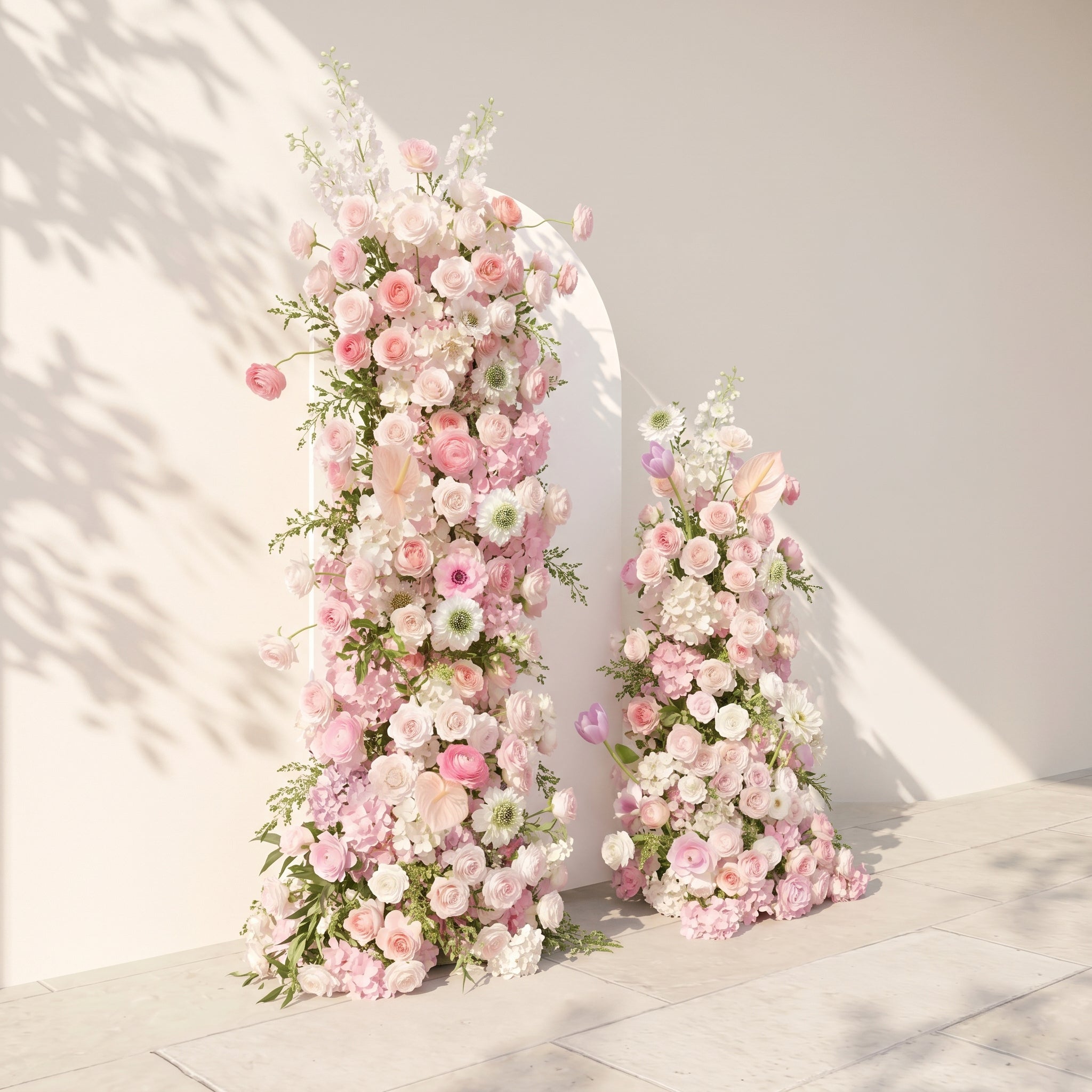 Elettra: Pink Rose Tulip Calla Lily Wedding Background Arch KT Backdrop Decorative Flower Row Excludes Frame
