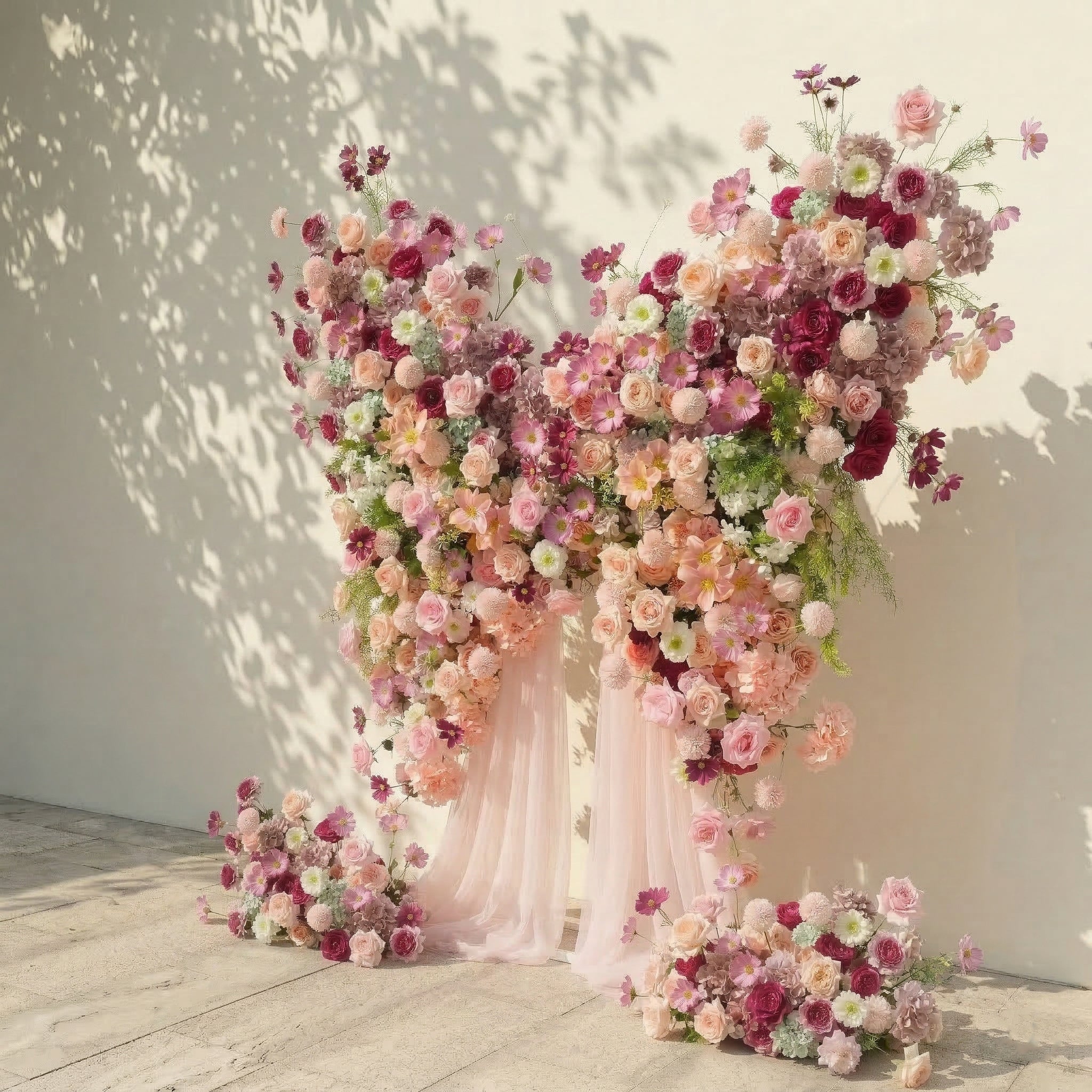 Lumeria: Exquisite Blush & Berry Butterfly-Shaped Flower Wall for Luxury Events & Parties Backdrop Free Shipping