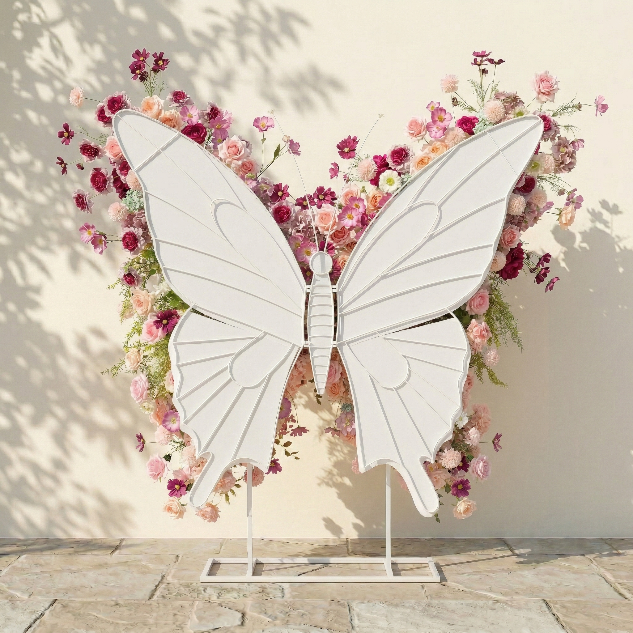 Lumeria: Exquisite Blush & Berry Butterfly-Shaped Flower Wall for Luxury Events & Parties Backdrop Free Shipping