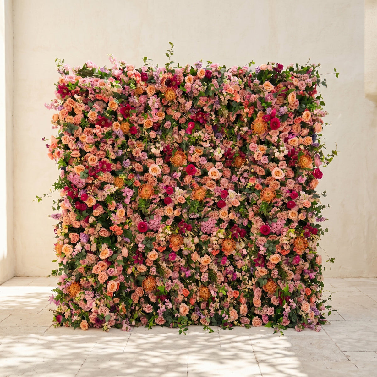 Lumvale:5D Boho Autumn Mixed Warm Tone Silk Rose Flower Wall Roll-Up Fabric Backdrop for Romantic Weddings & Proposals Free Shipping