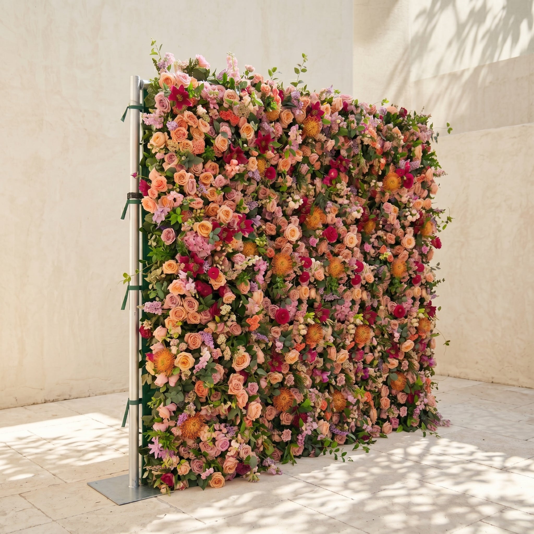 Lumvale:5D Boho Autumn Mixed Warm Tone Silk Rose Flower Wall Roll-Up Fabric Backdrop for Romantic Weddings & Proposals Free Shipping