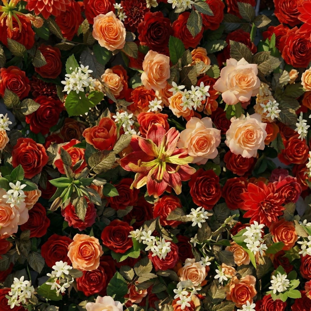 Luxira: 4D Crimson and Champagne Silk Rose Flower Wall Roll-Up Fabric Backdrop for Luxury Weddings & Events Decoration Free Shipping