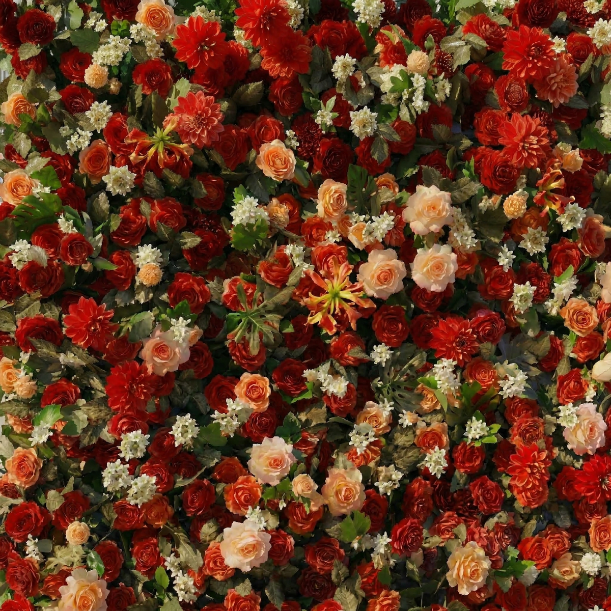Luxira: 4D Crimson and Champagne Silk Rose Flower Wall Roll-Up Fabric Backdrop for Luxury Weddings & Events Decoration Free Shipping