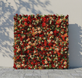 Luxira: 4D Crimson and Champagne Silk Rose Flower Wall Roll-Up Fabric Backdrop for Luxury Weddings & Events Decoration Free Shipping