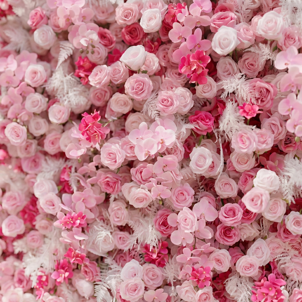 Lyrelloria:Luxury 5D Ombre Pink Silk Floral Wall Roll-Up Backdrop for Vibrant Romantic Weddings Free Shipping