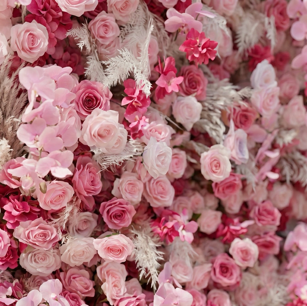 Lyrelloria:Luxury 5D Ombre Pink Silk Floral Wall Roll-Up Backdrop for Vibrant Romantic Weddings Free Shipping