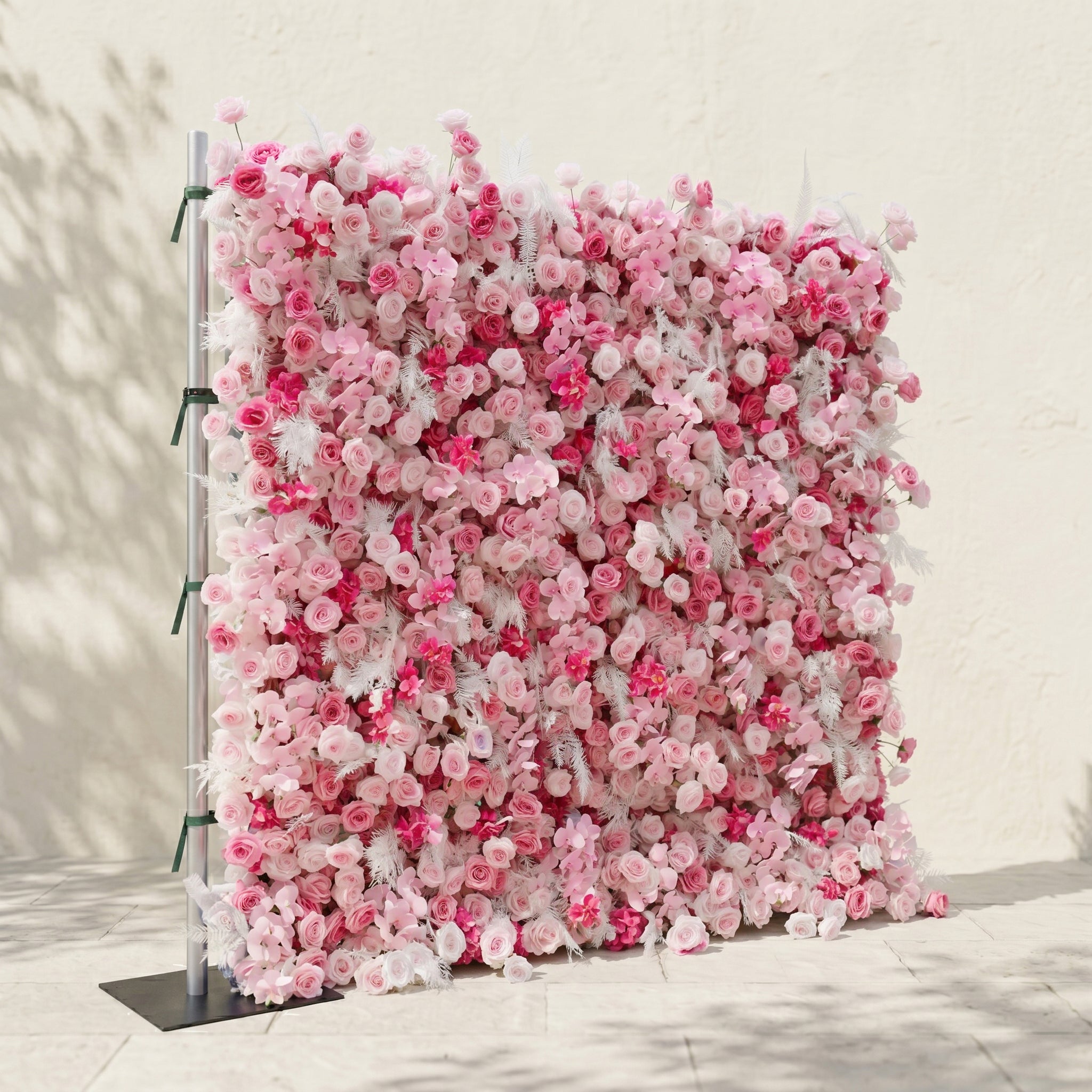 Lyrelloria:Luxury 5D Ombre Pink Silk Floral Wall Roll-Up Backdrop for Vibrant Romantic Weddings Free Shipping