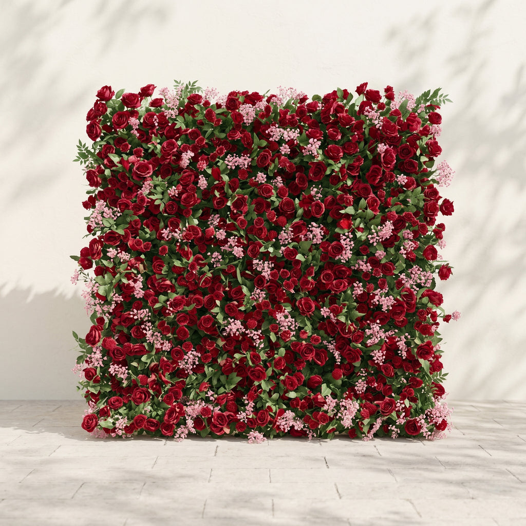 Maelmora: New Luxury 3D Red Roses Flower Wall with pink babybreath for Weddings&Event Decor Free Shipping