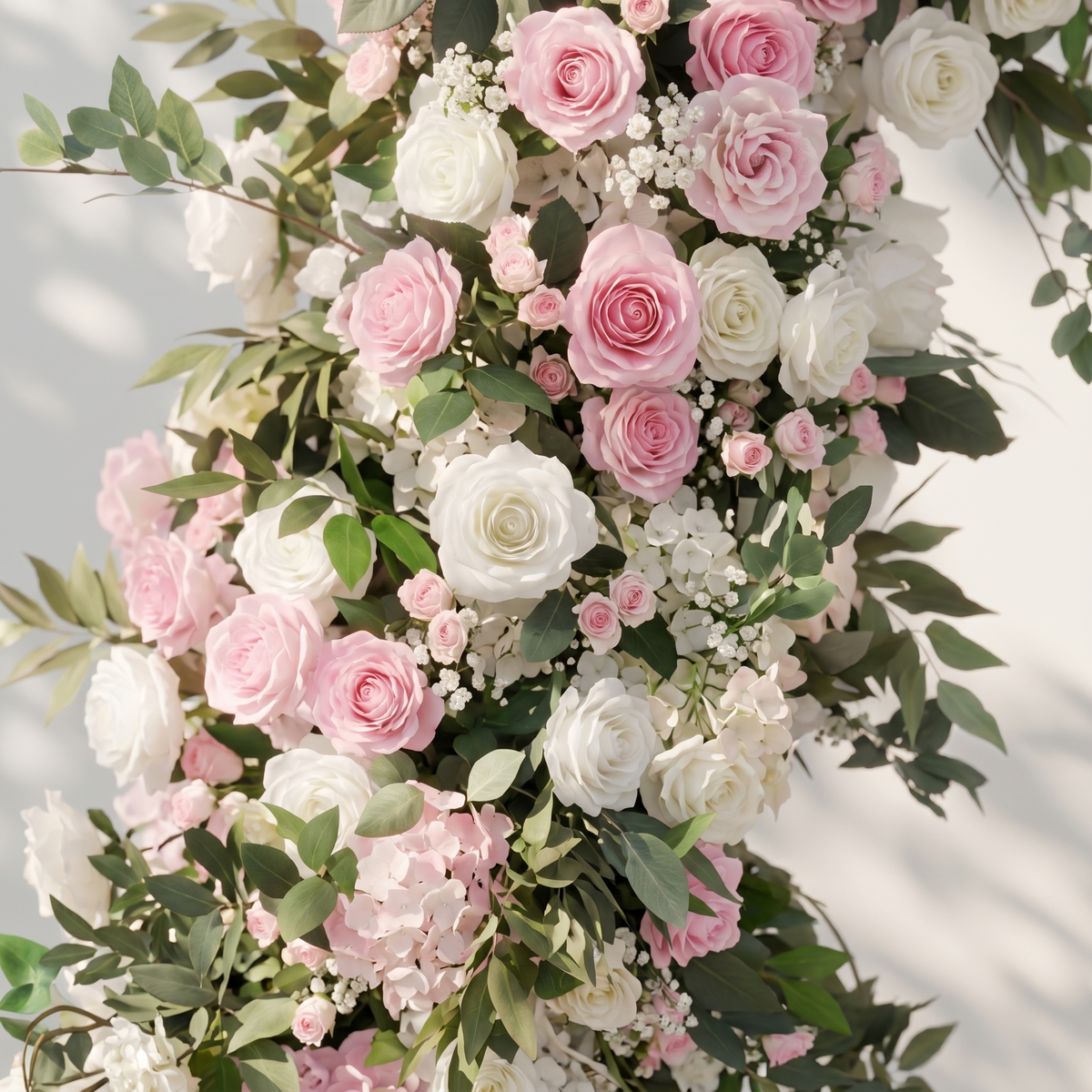 Mareldelle: Luxury Blush & White Rose Arch Garden Style Flower arch with mixed color for Weddings&Events Decoration Incuding Frame
