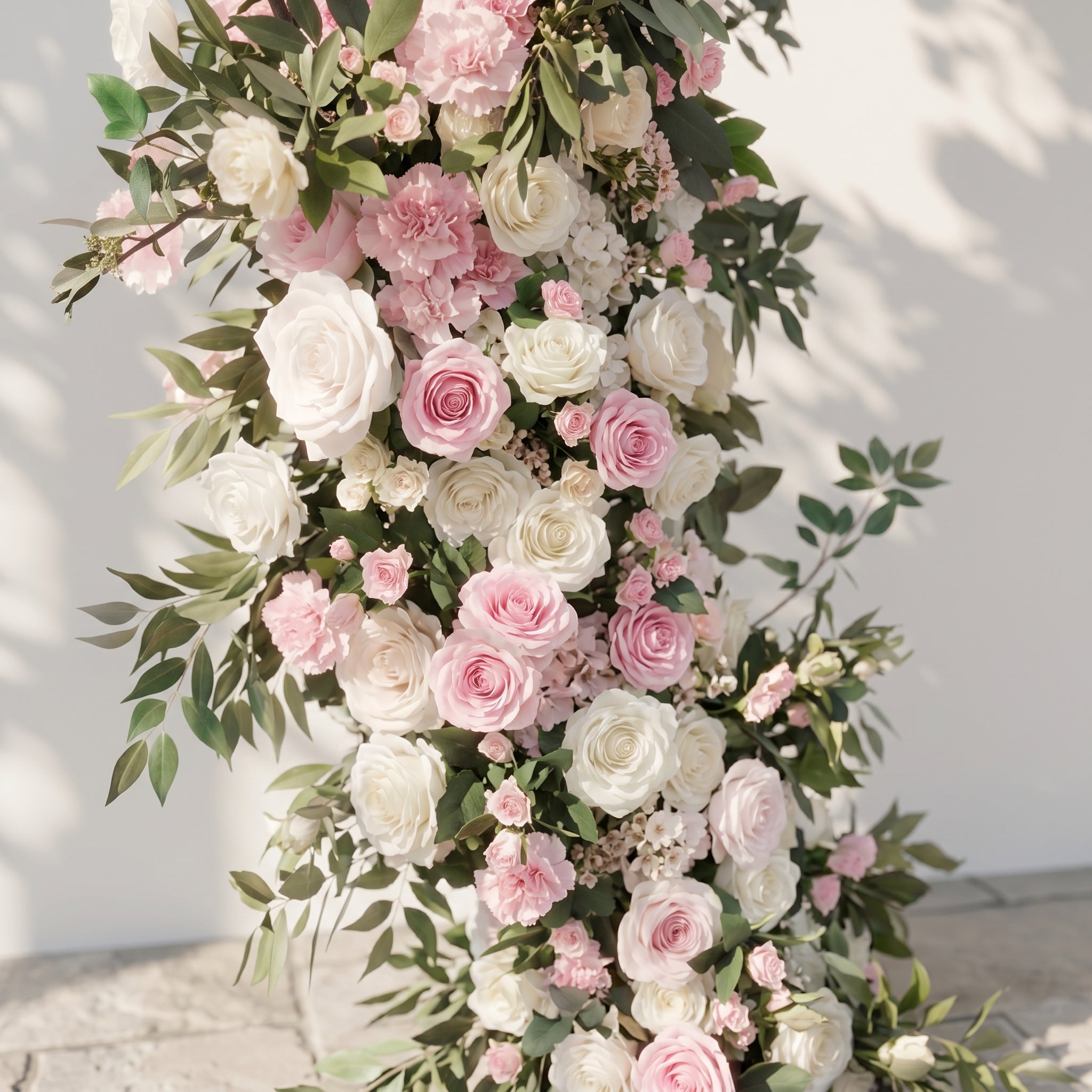 Mareldelle: Luxury Blush & White Rose Arch Garden Style Flower arch with mixed color for Weddings&Events Decoration Incuding Frame