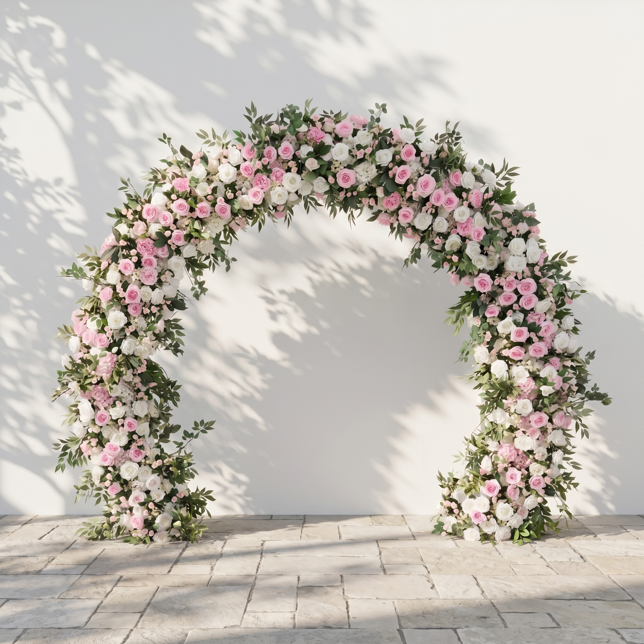 Mareldelle: Luxury Blush & White Rose Arch Garden Style Flower arch with mixed color for Weddings&Events Decoration Incuding Frame