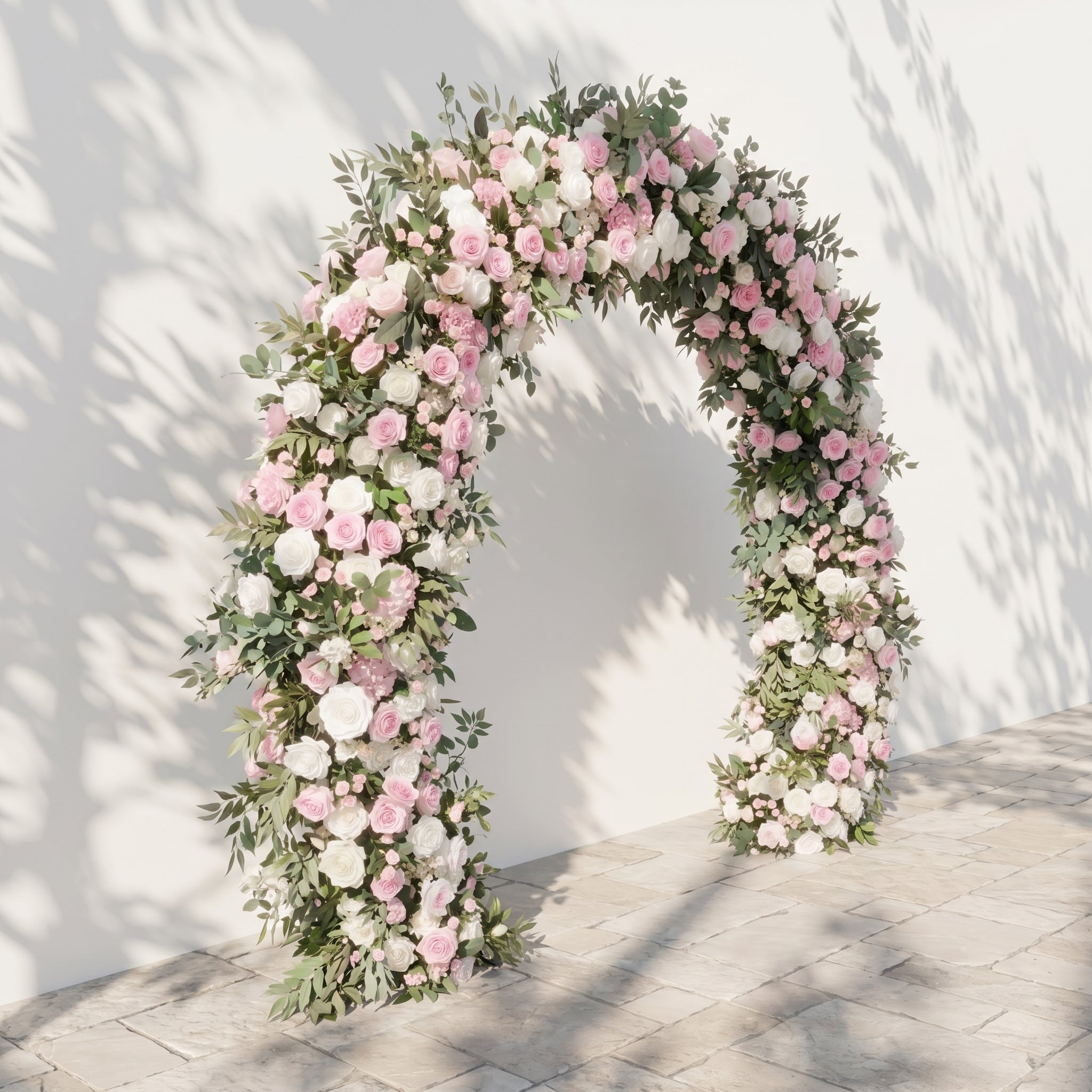 Mareldelle: Luxury Blush & White Rose Arch Garden Style Flower arch with mixed color for Weddings&Events Decoration Incuding Frame