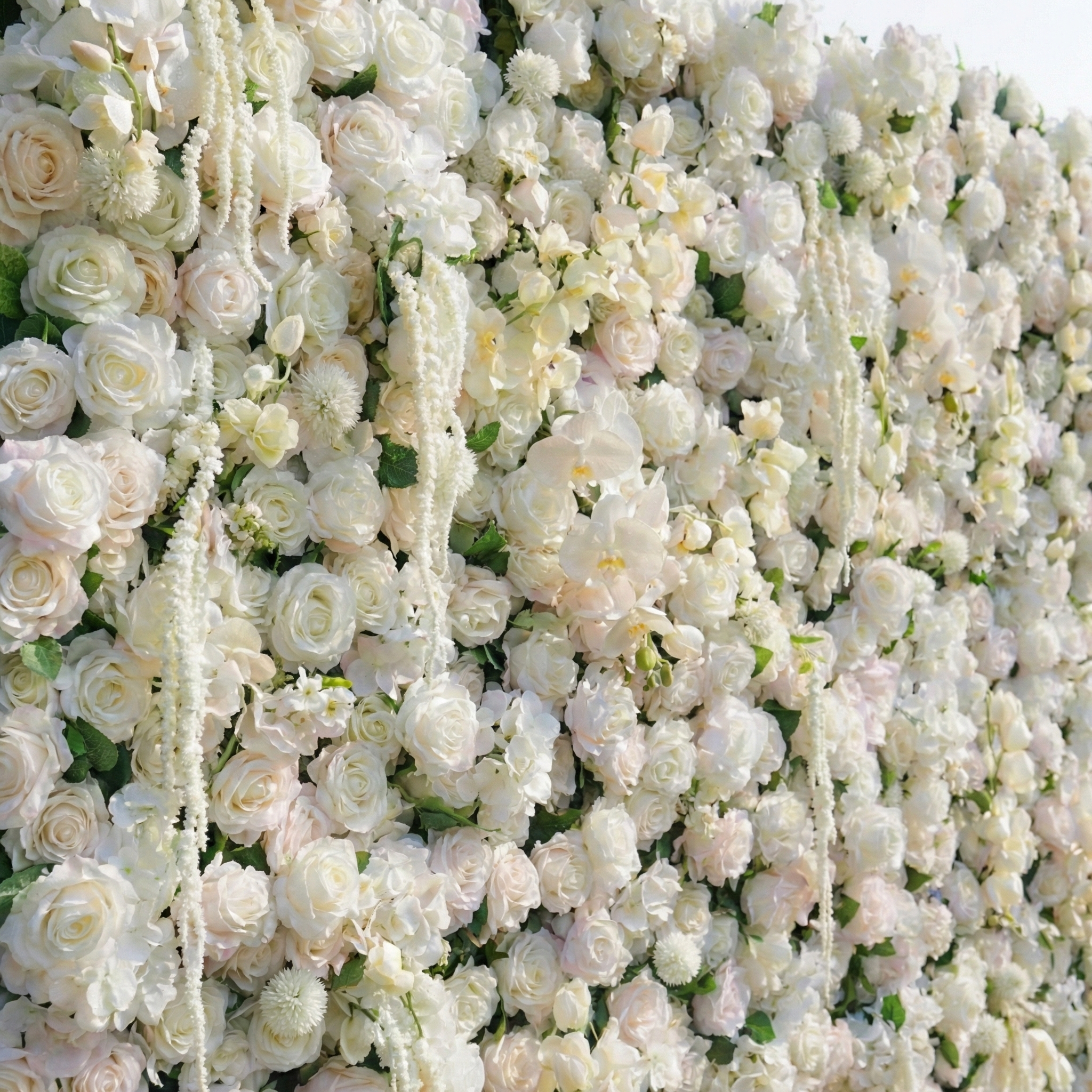 Marina: 5D Ivory & Light Blush Silk Rose Flower Wall Roll-Up Fabric Backdrop for Elegant Wedding & Bridal Shower Party Free Shipping
