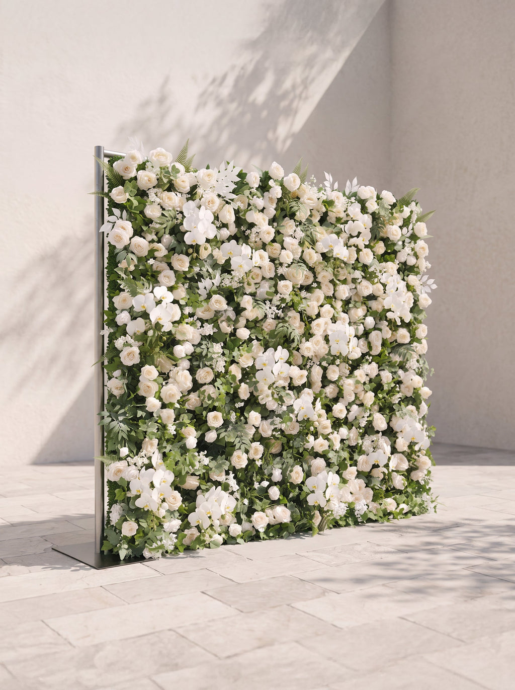 Melmora: 5D Fabric Artificial rolling up curtain flower wall — left view