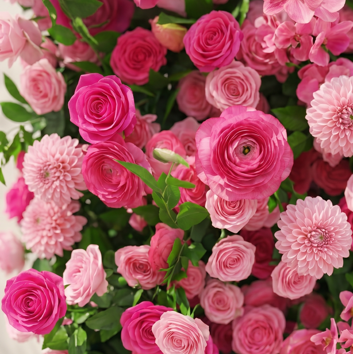 Melorae: Luxury 5D Hot Pink & Blush Silk Floral Wall Roll-Up Backdrop for Vibrant Romantic Weddings Free Shipping