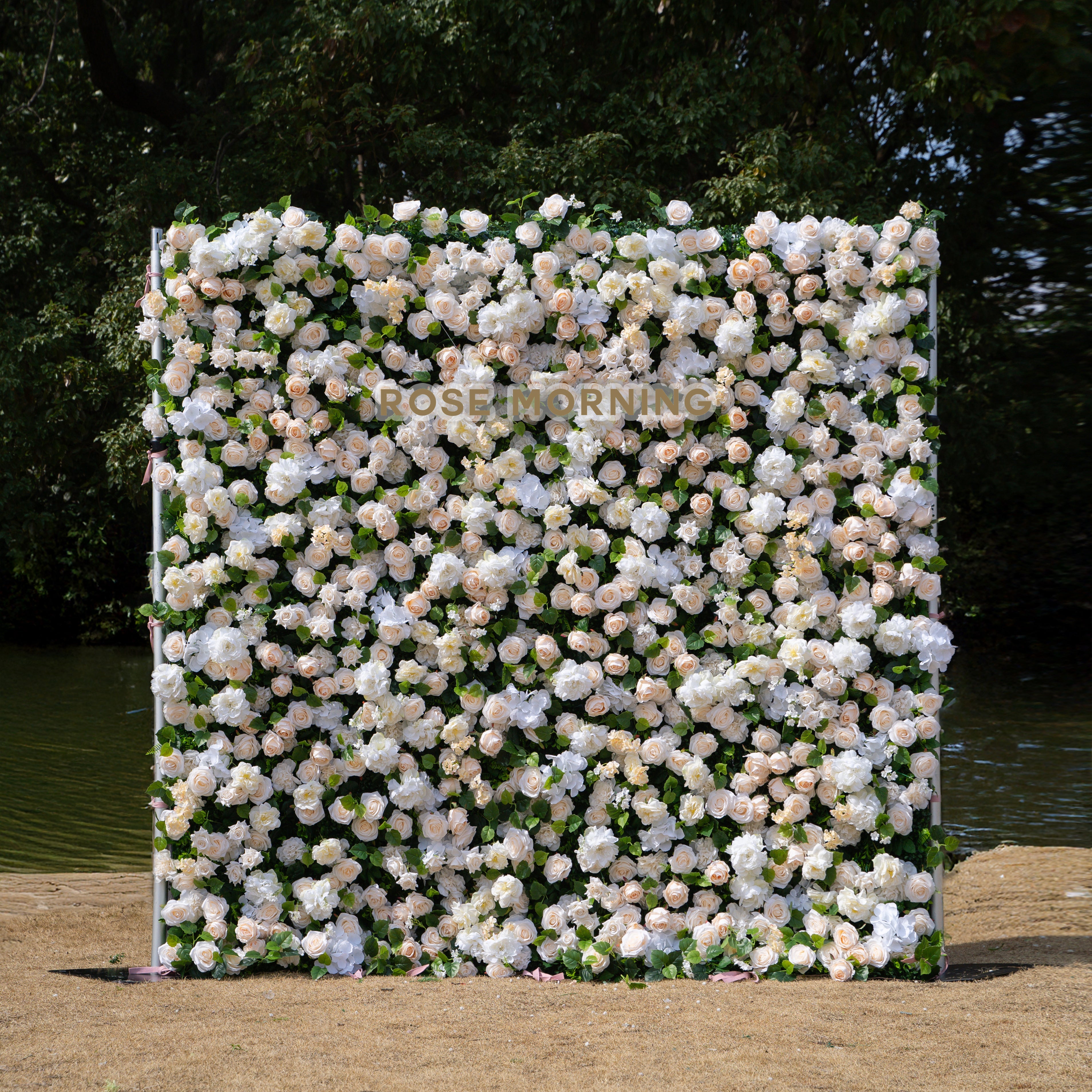Mia：3D Fabric Artificial rolling up curtain flower wall Free Shipping