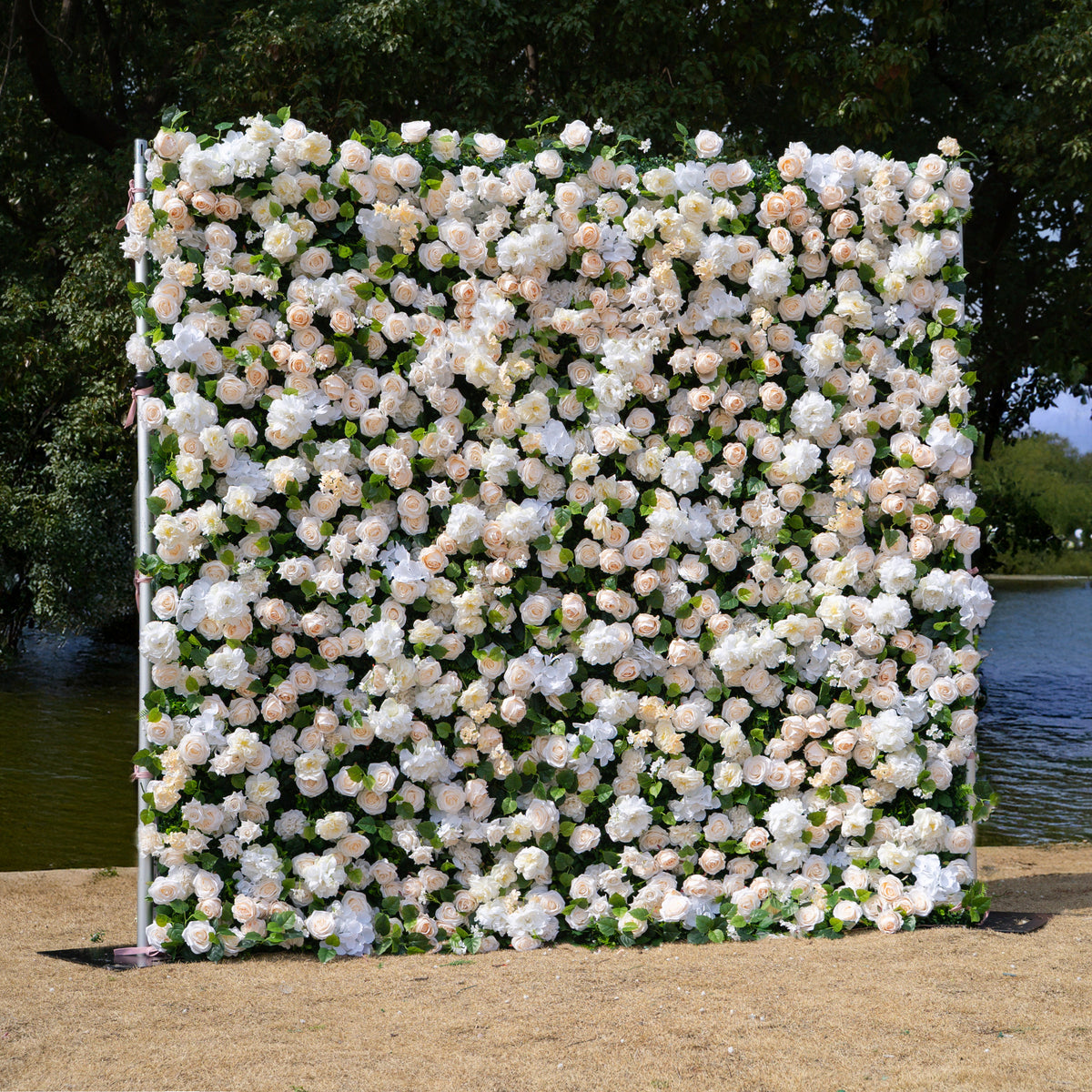 Mia：3D Fabric Artificial rolling up curtain flower wall Free Shipping