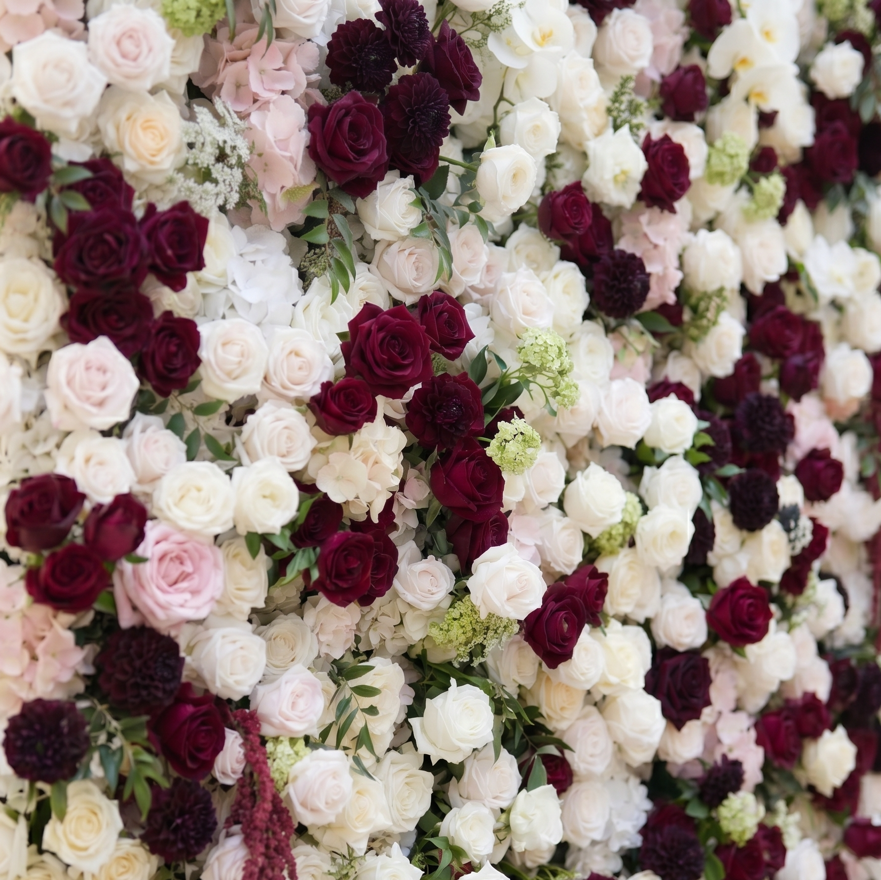 Mirenorae: Luxury 5D Burgundy Red & Ivory White Silk Floral Wall Roll-Up Fabric Backdrop for Grand Weddings Free Shipping
