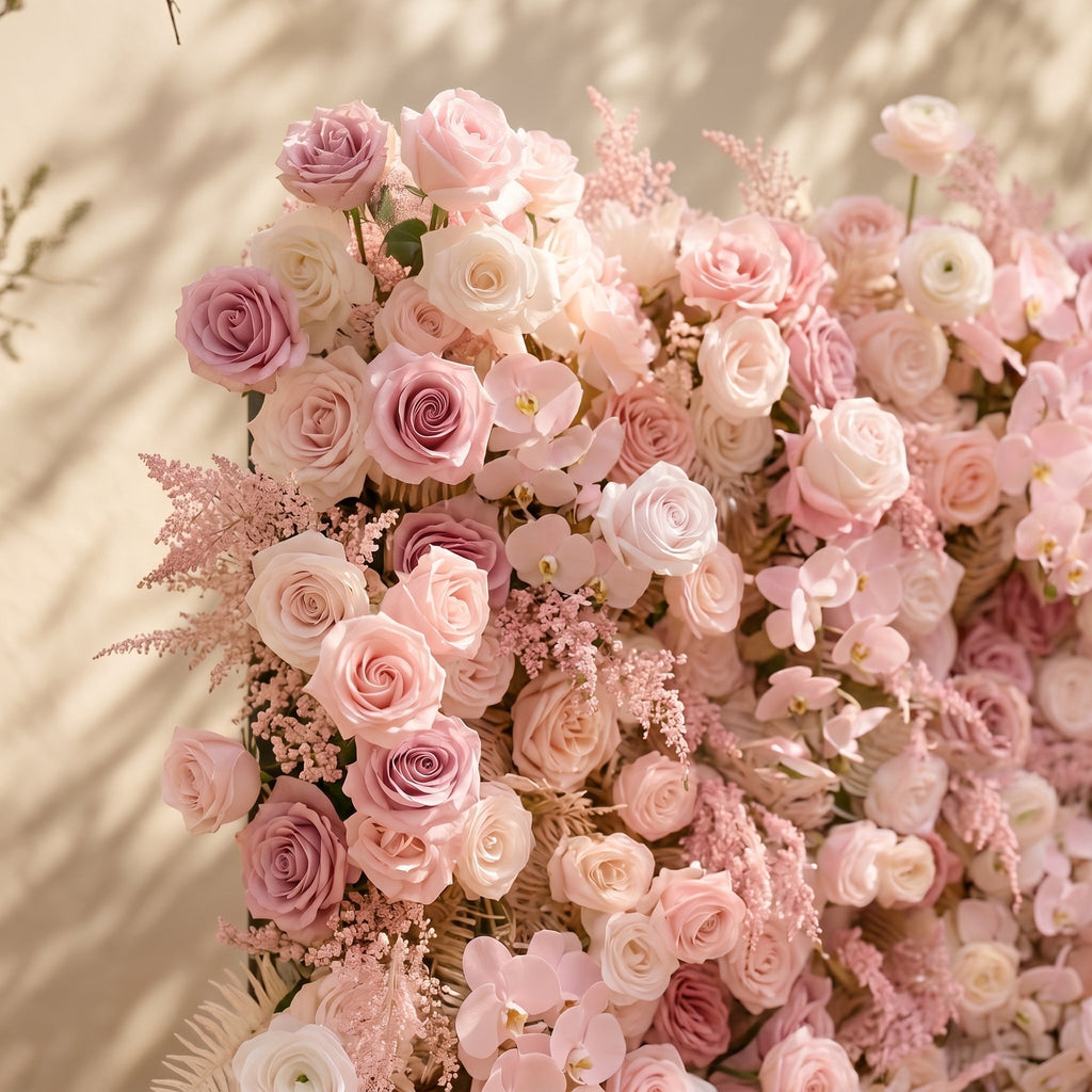 Mirenrose: Luxury 5D All-Blush Pink Silk Floral Wall Roll-Up Fabric Backdrop for Romantic Dream Weddings Free Shipping