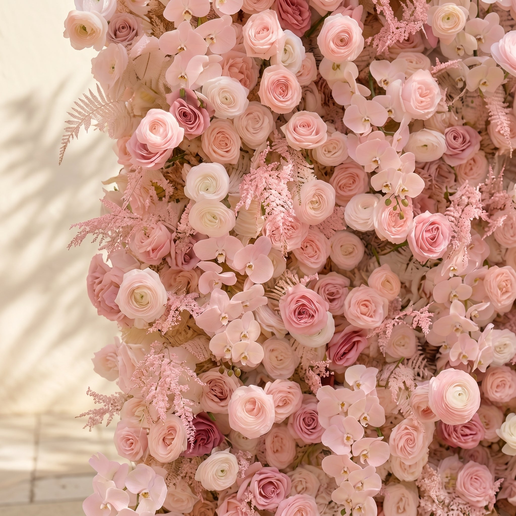 Mirenrose: Luxury 5D All-Blush Pink Silk Floral Wall Roll-Up Fabric Backdrop for Romantic Dream Weddings Free Shipping