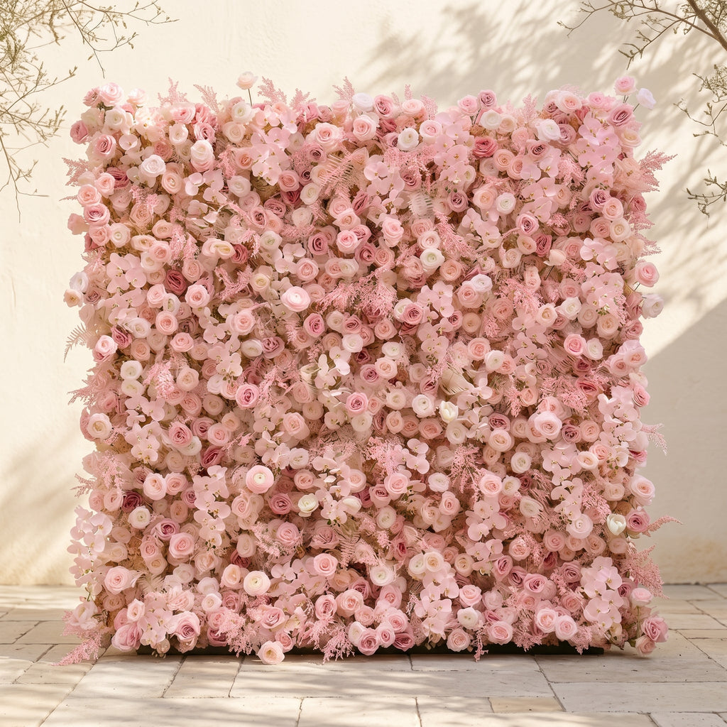 Mirenrose: Luxury 5D All-Blush Pink Silk Floral Wall Roll-Up Fabric Backdrop for Romantic Dream Weddings Free Shipping