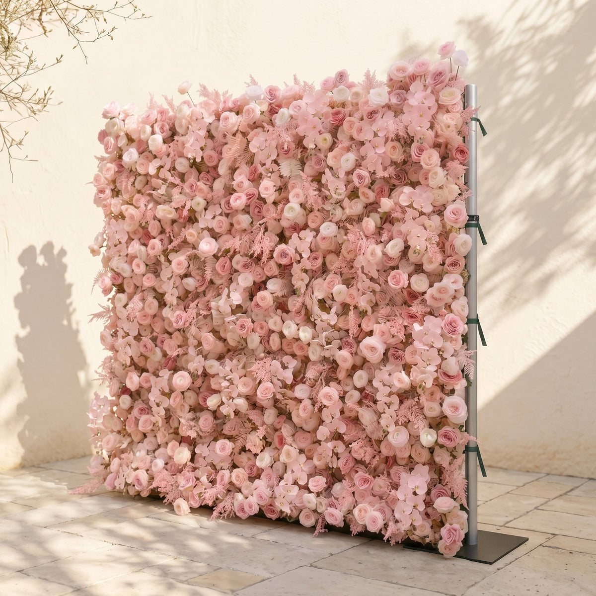 Mirenrose: Luxury 5D All-Blush Pink Silk Floral Wall Roll-Up Fabric Backdrop for Romantic Dream Weddings Free Shipping